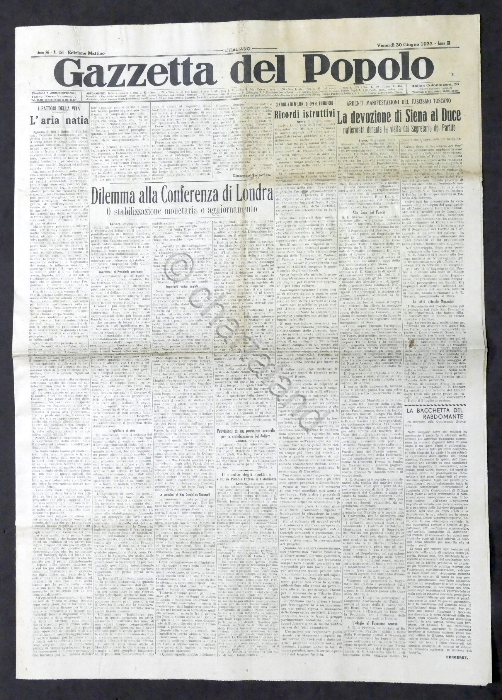 Giornale - Gazzetta del Popolo N. 154 - Dilemma alla …