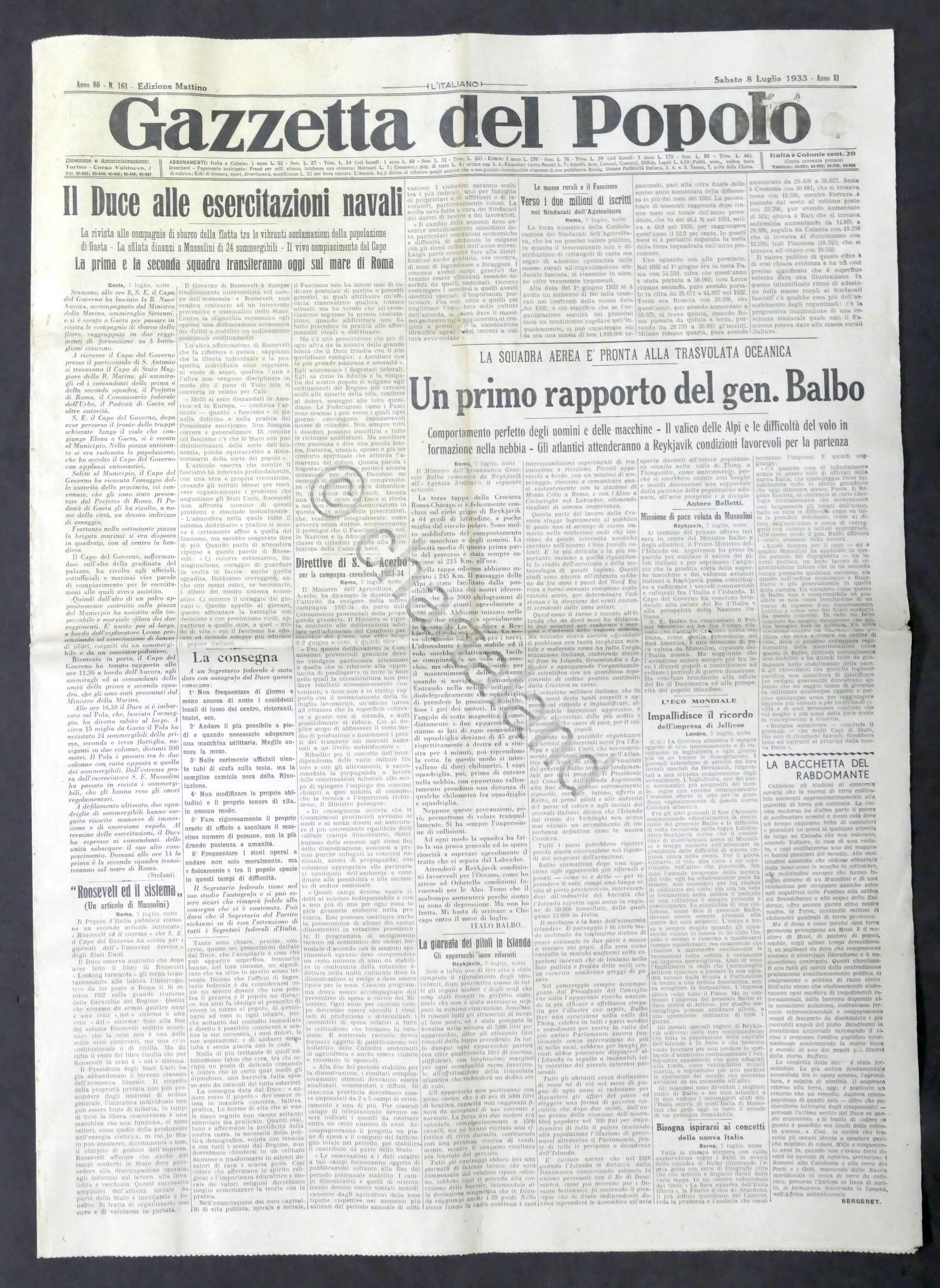 Giornale - Gazzetta del Popolo N. 161 - Un primo …