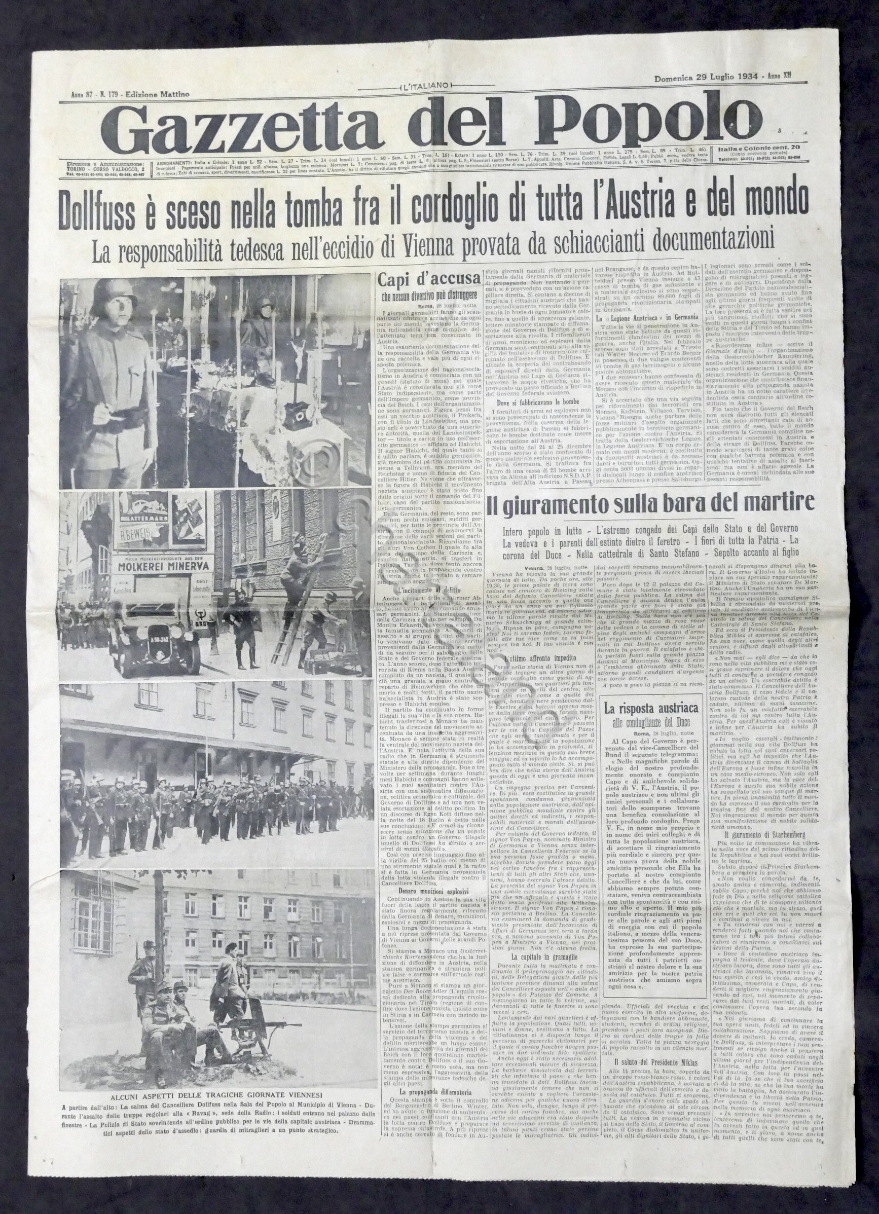 Giornale - Gazzetta del Popolo N. 179 - Aspetti tragiche …