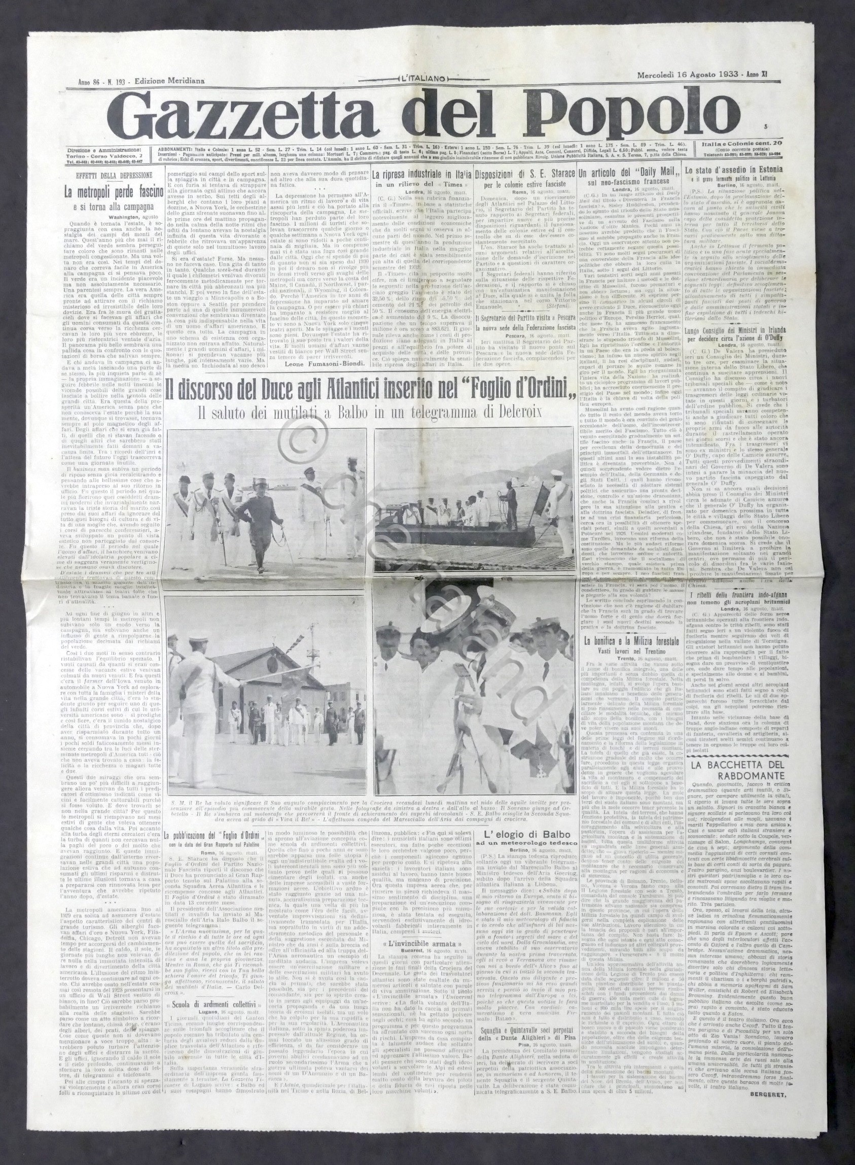 Giornale - Gazzetta del Popolo N. 193 Mer. Discorso del …