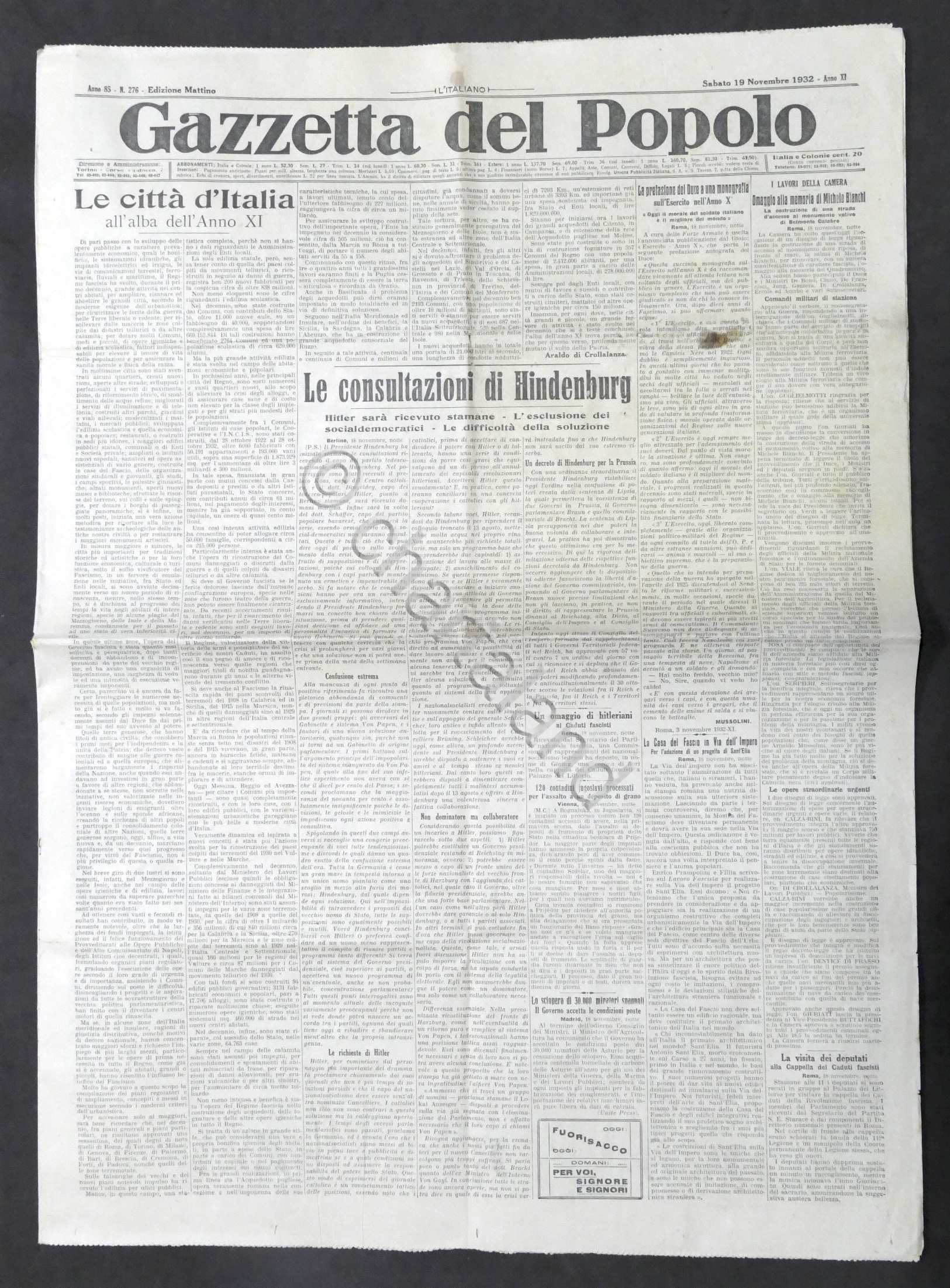 Giornale - Gazzetta del Popolo N. 276 - Le consultazioni …