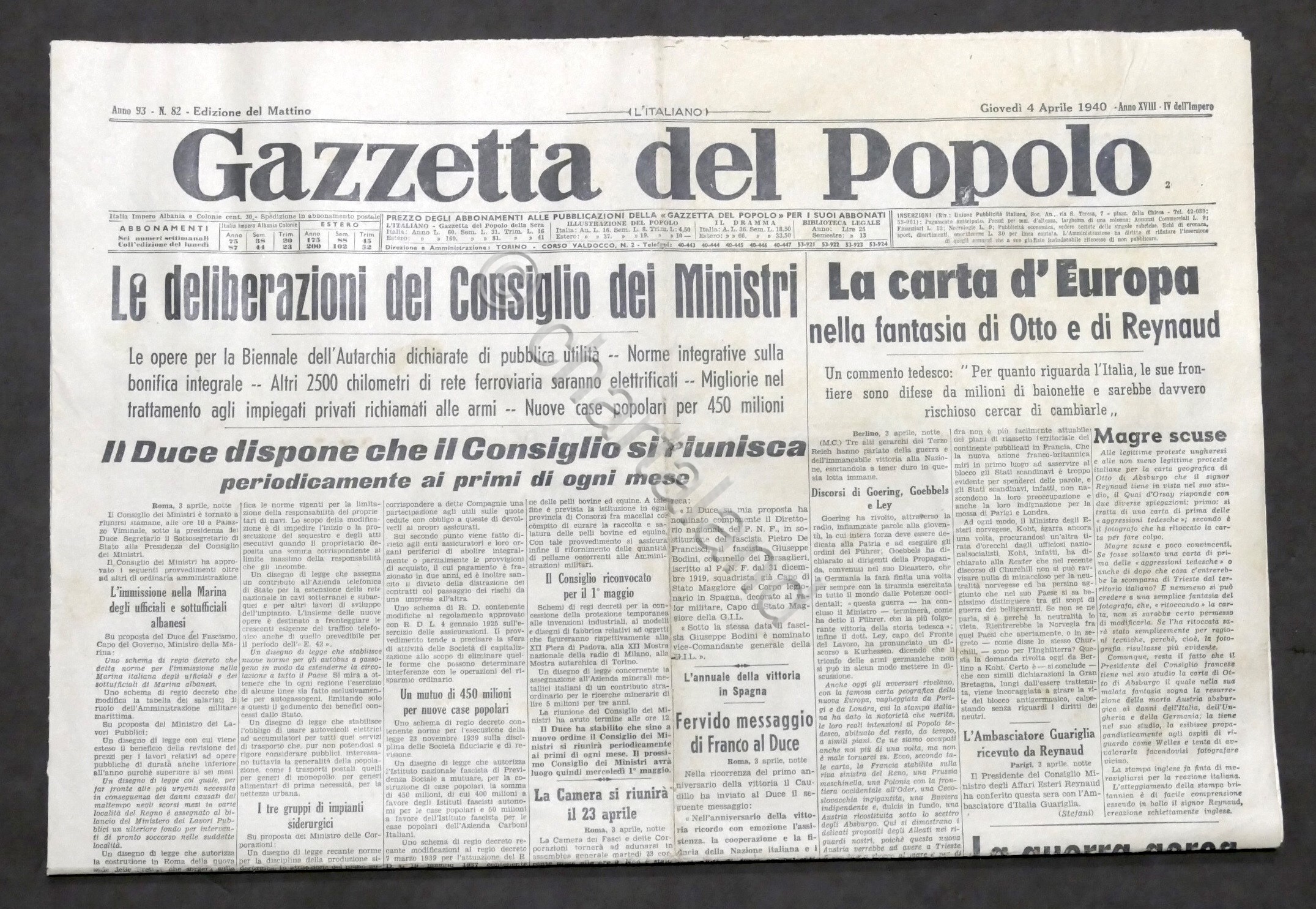 Giornale - Gazzetta del Popolo N. 82 - Deliberazioni Consiglio …