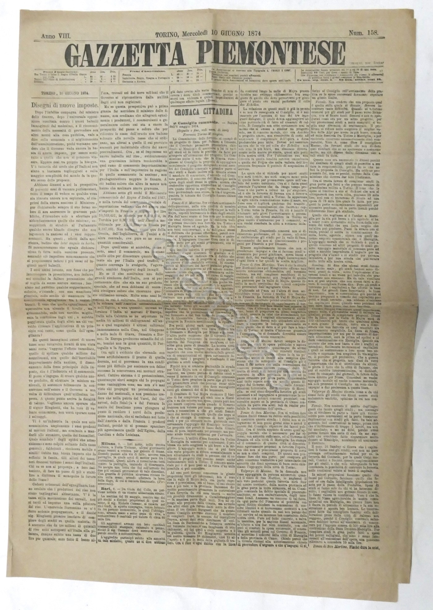Giornale - Gazzetta Piemontese - Anno VIII - N. 158 …