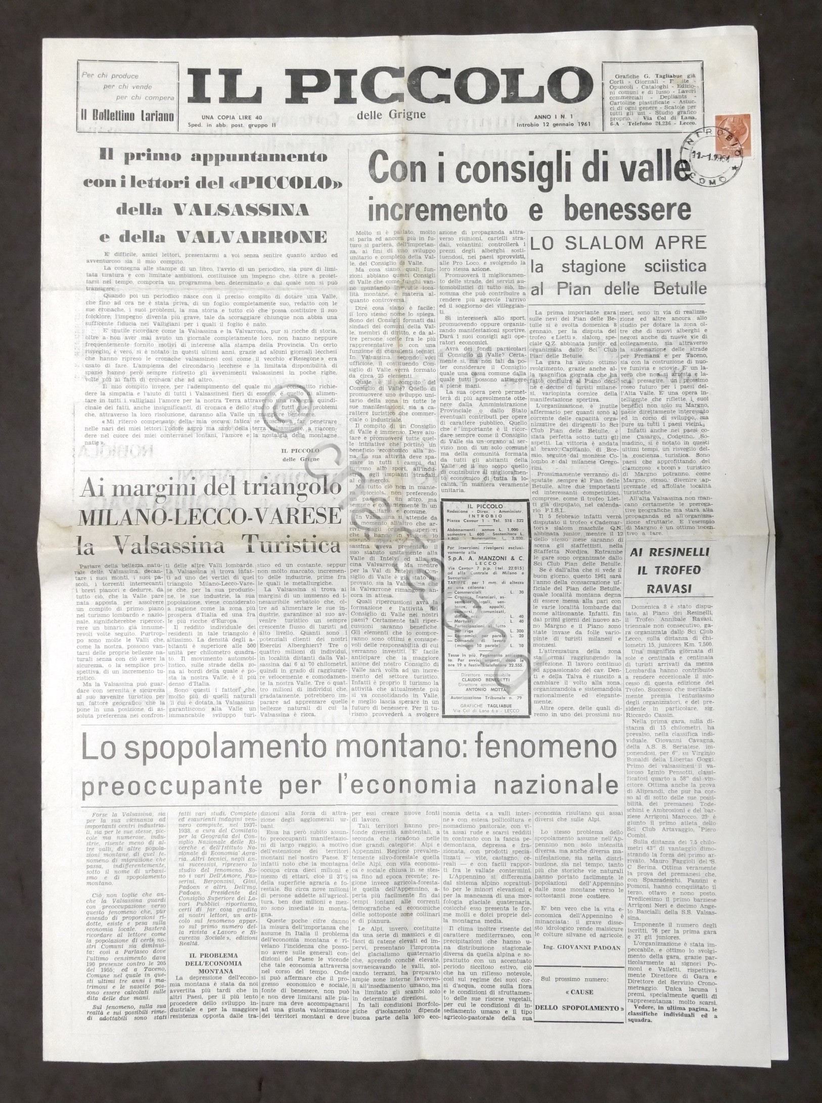 Giornale - Il Piccolo delle Grigne - Introbio - Anno …