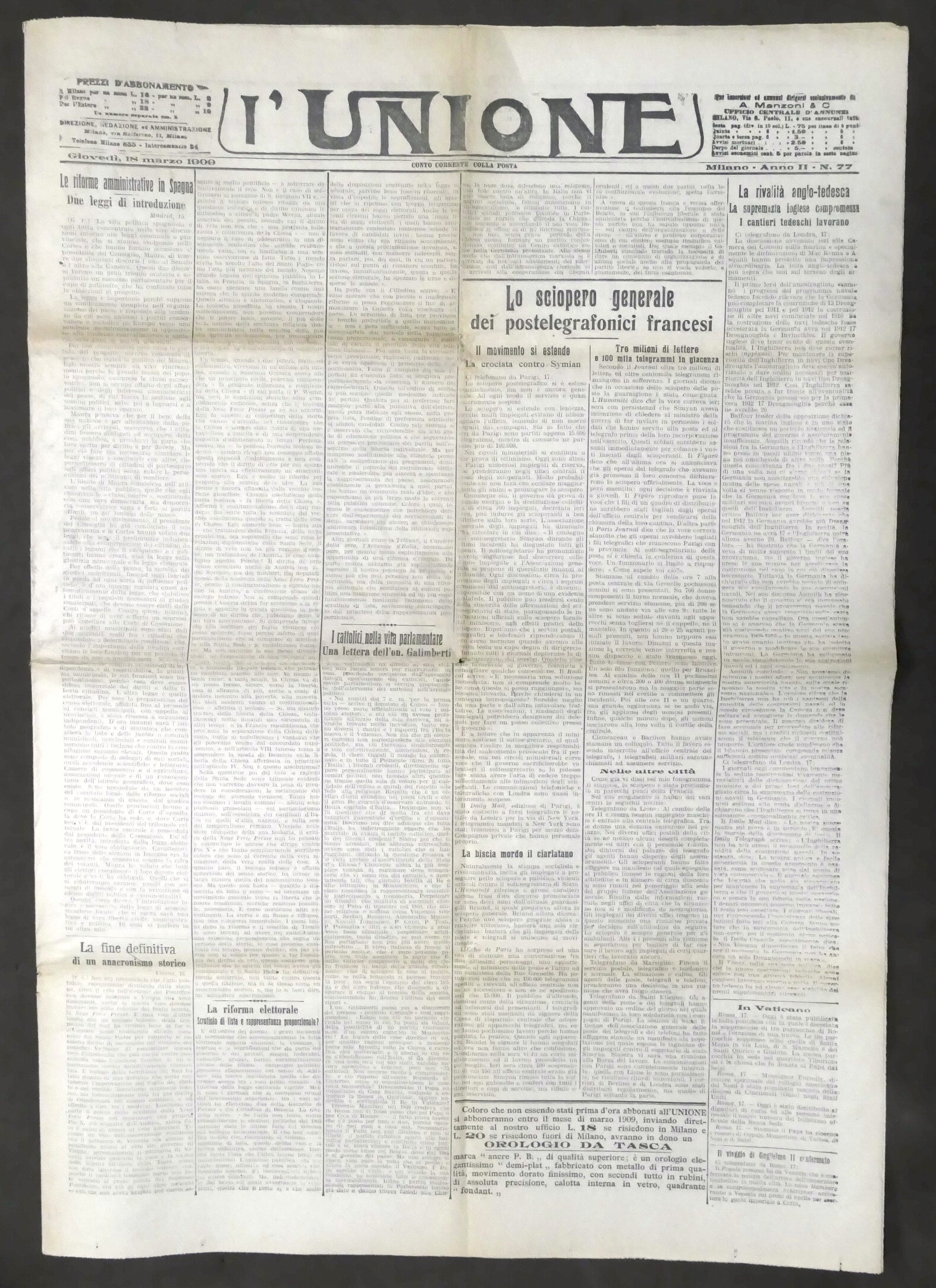 Giornale - L'Unione - Anno II - N. 77 - …