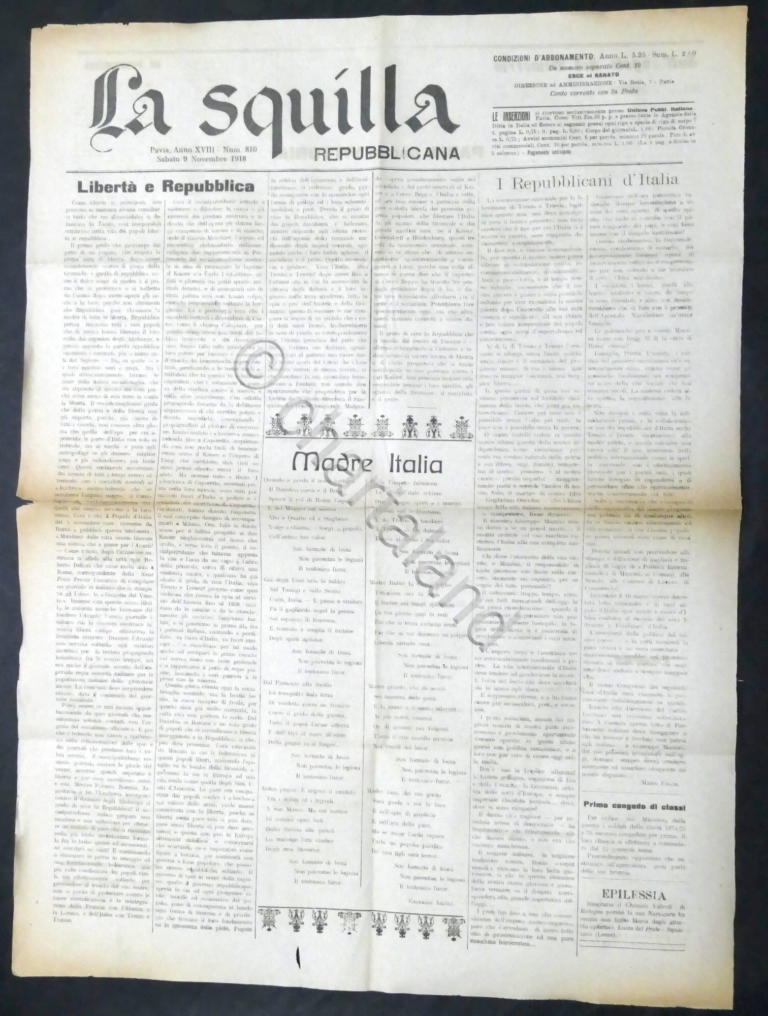 Giornale - La Squilla Repubblicana - Pavia, Anno XVIII N. …