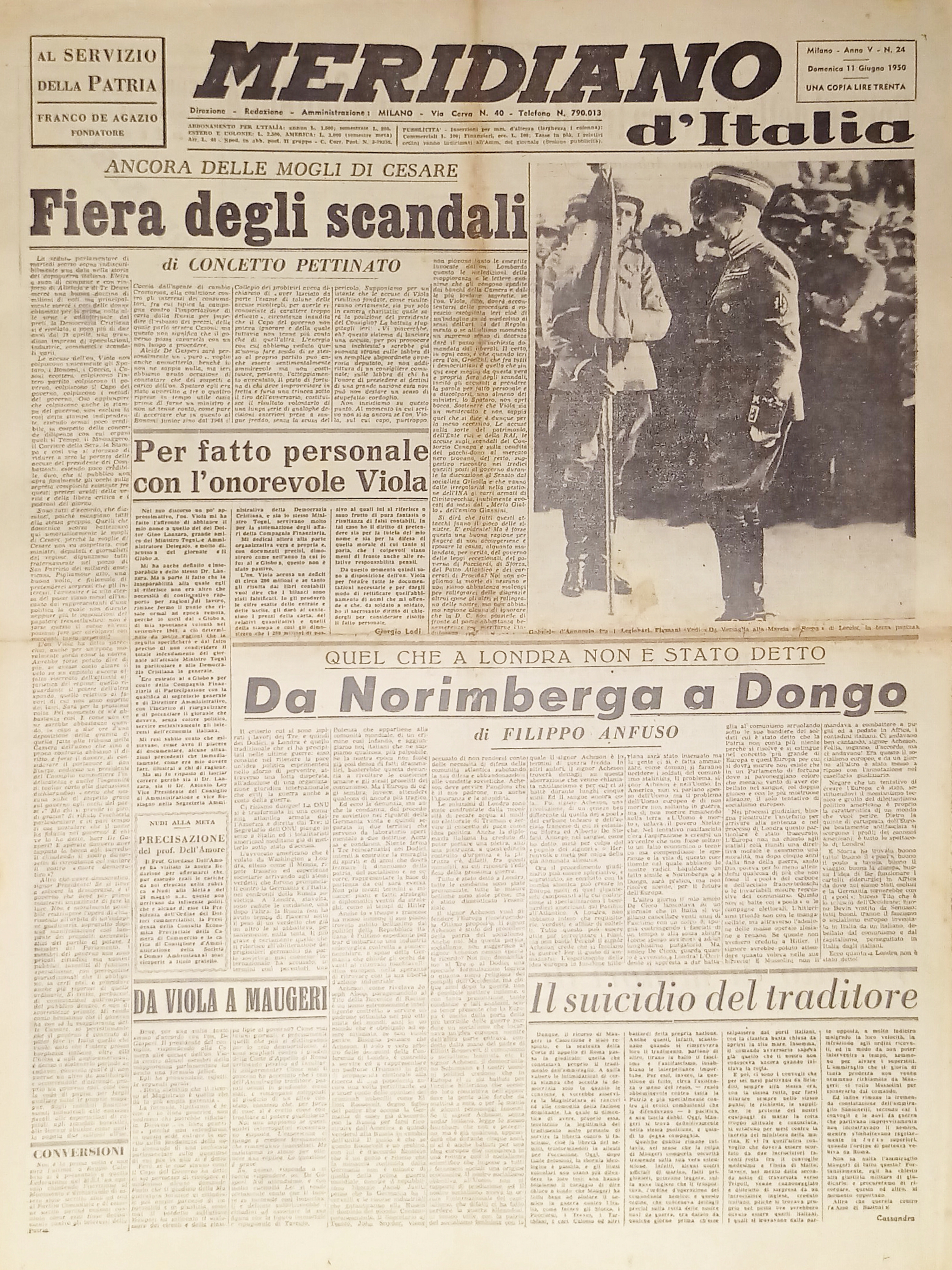 Giornale - Meridiano d'italia N. 24 - 1950 Fiera degli …