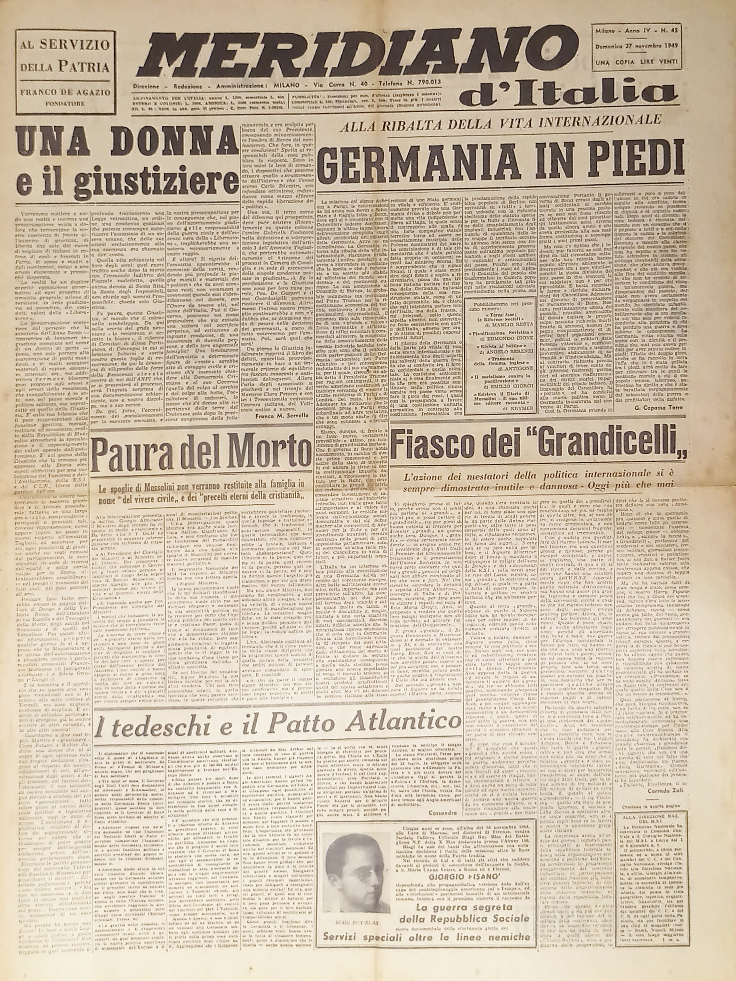 Giornale - Meridiano d'italia N. 45 - 1949 Germania in …