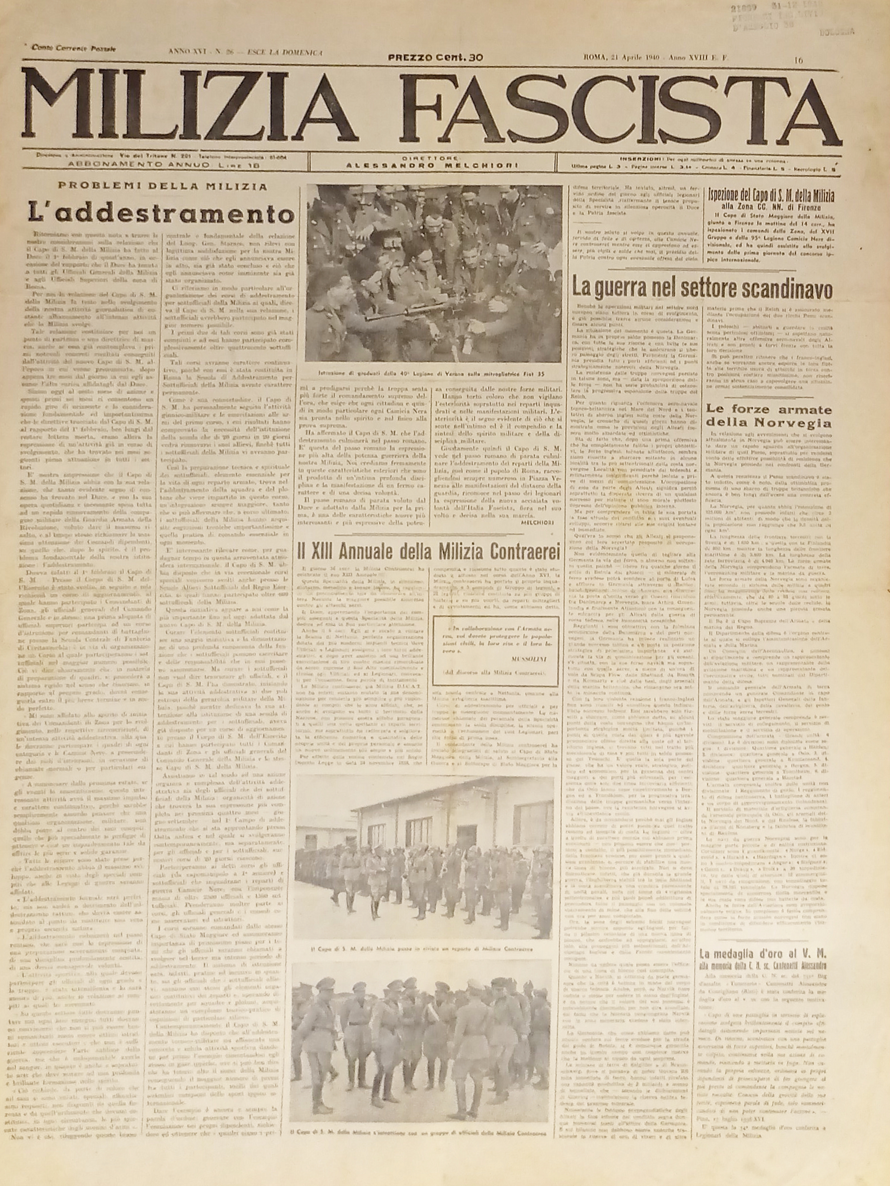 Giornale - Milizia Fascista N. 26 - 1940 - XIII …