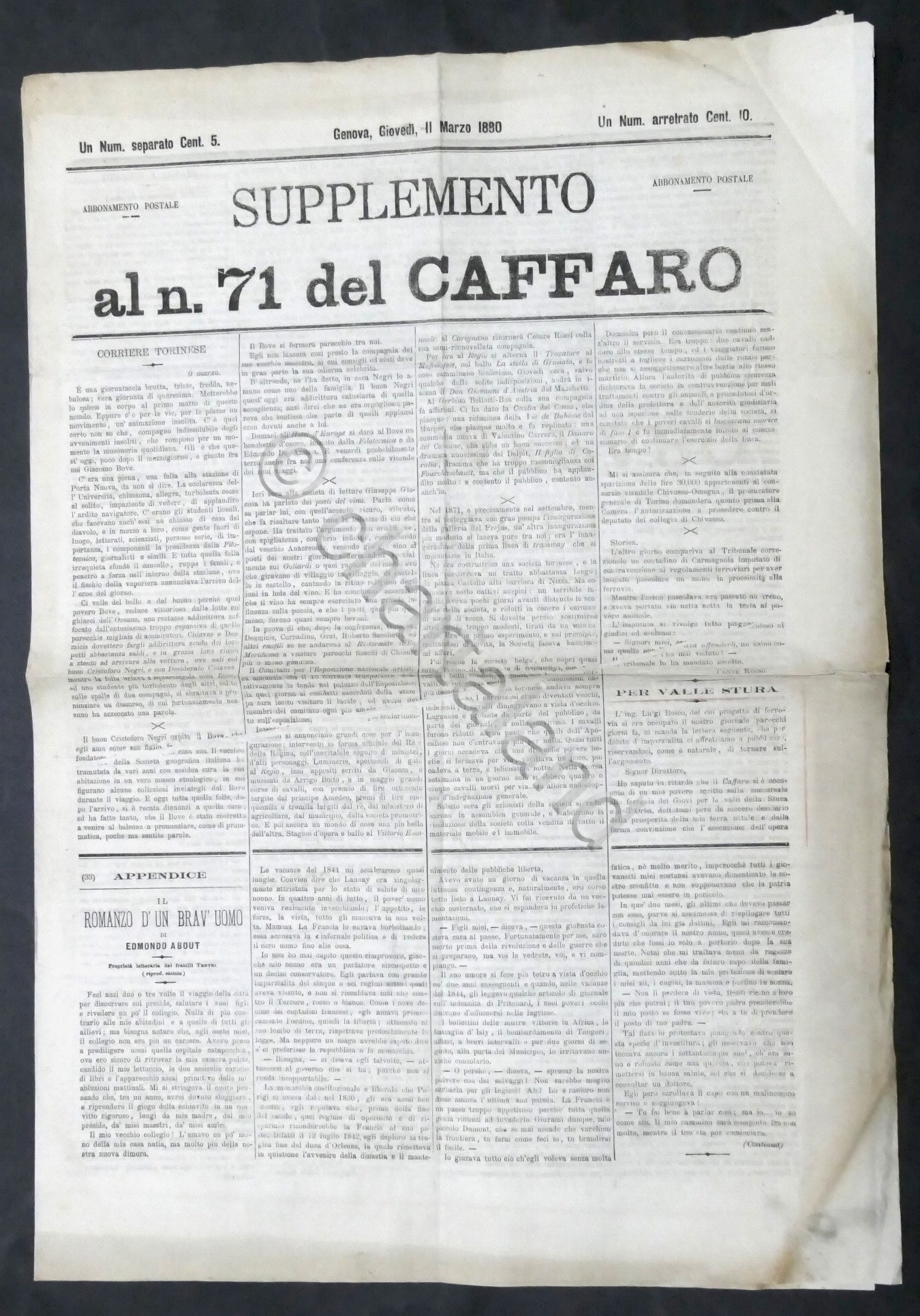 Giornale - Supplemento al N. 71 del Caffaro - Genova, …