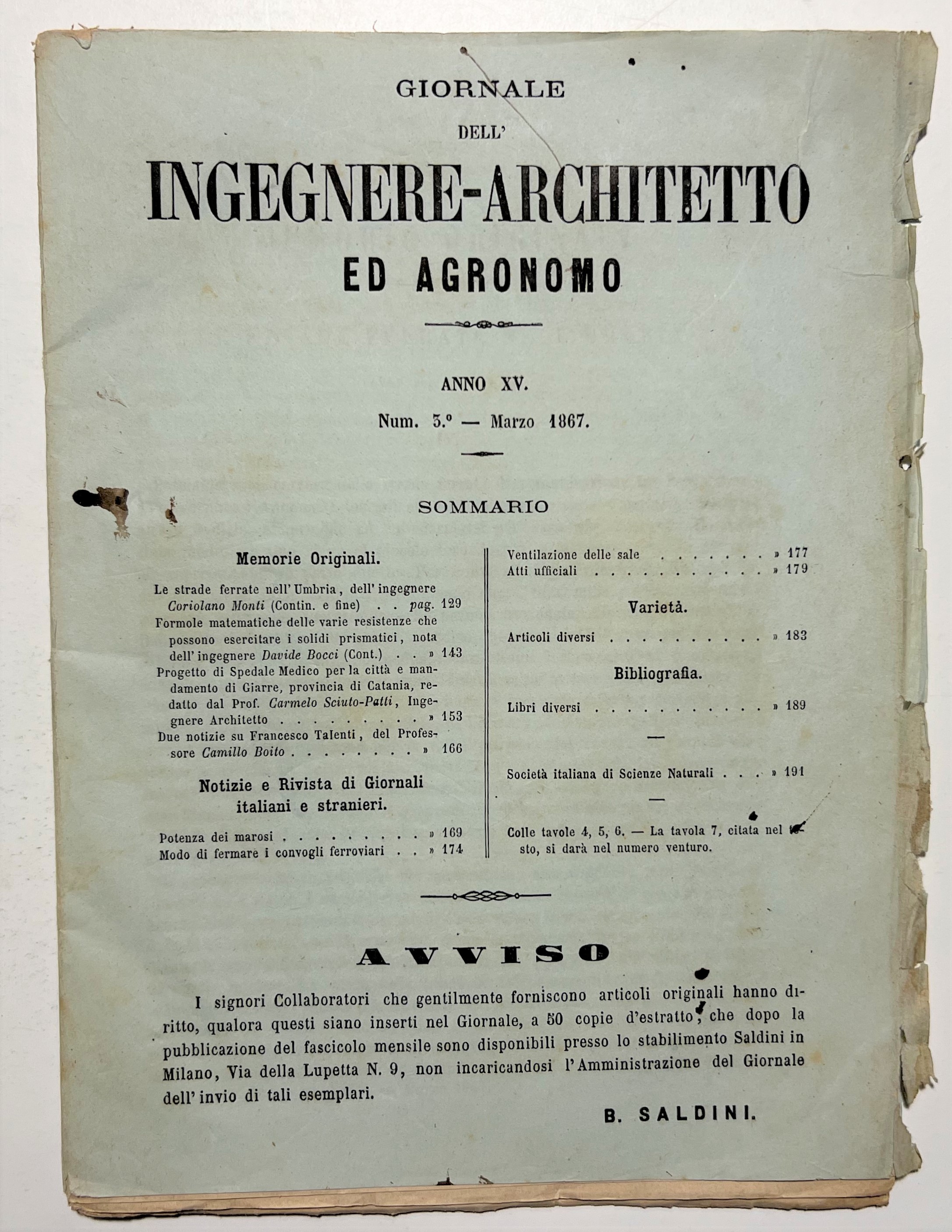Giornale dell'Ingegnere - Architetto ed Agronomo - Anno XV - …