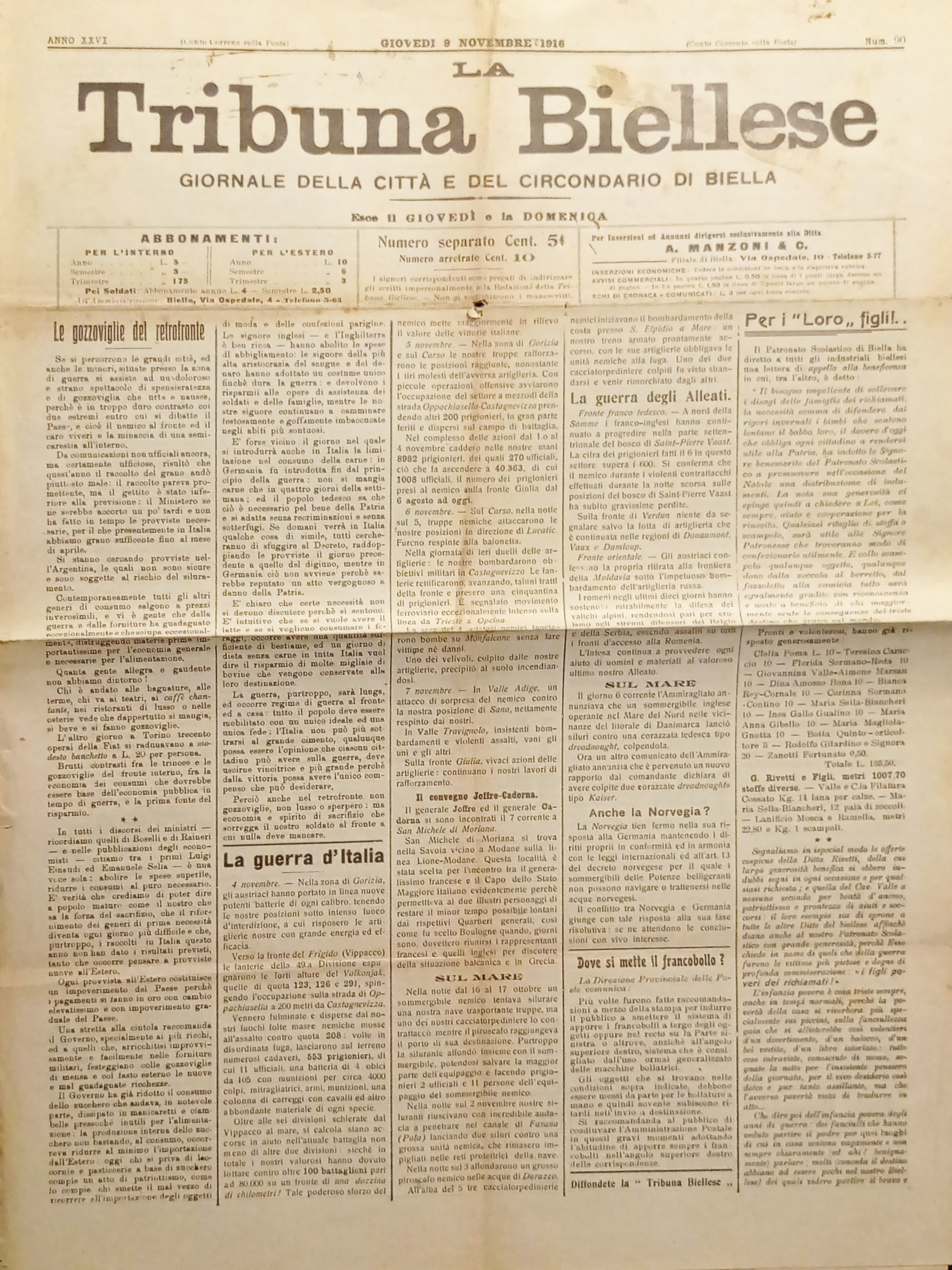 Giornale della Città e Circondario di Biella - La Tribuna …