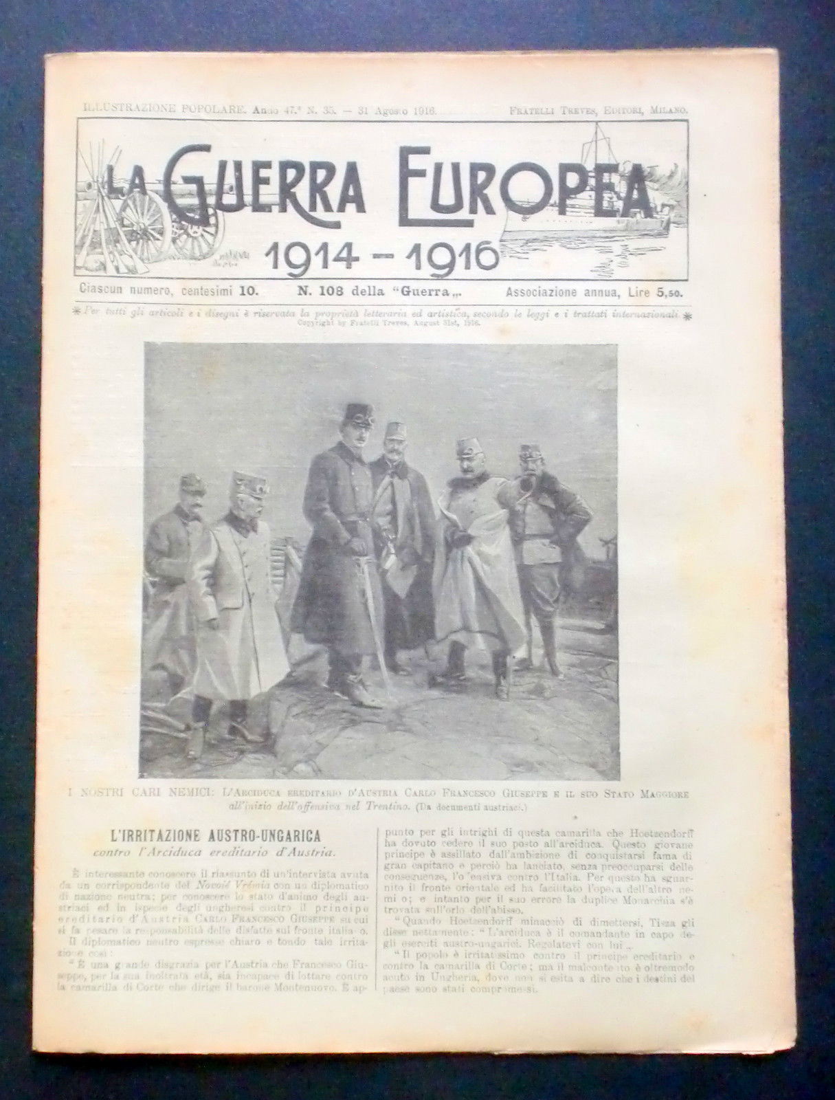 Giornale delle Famiglie - L'Illustrazione Popolare - Guerra Europea N° …