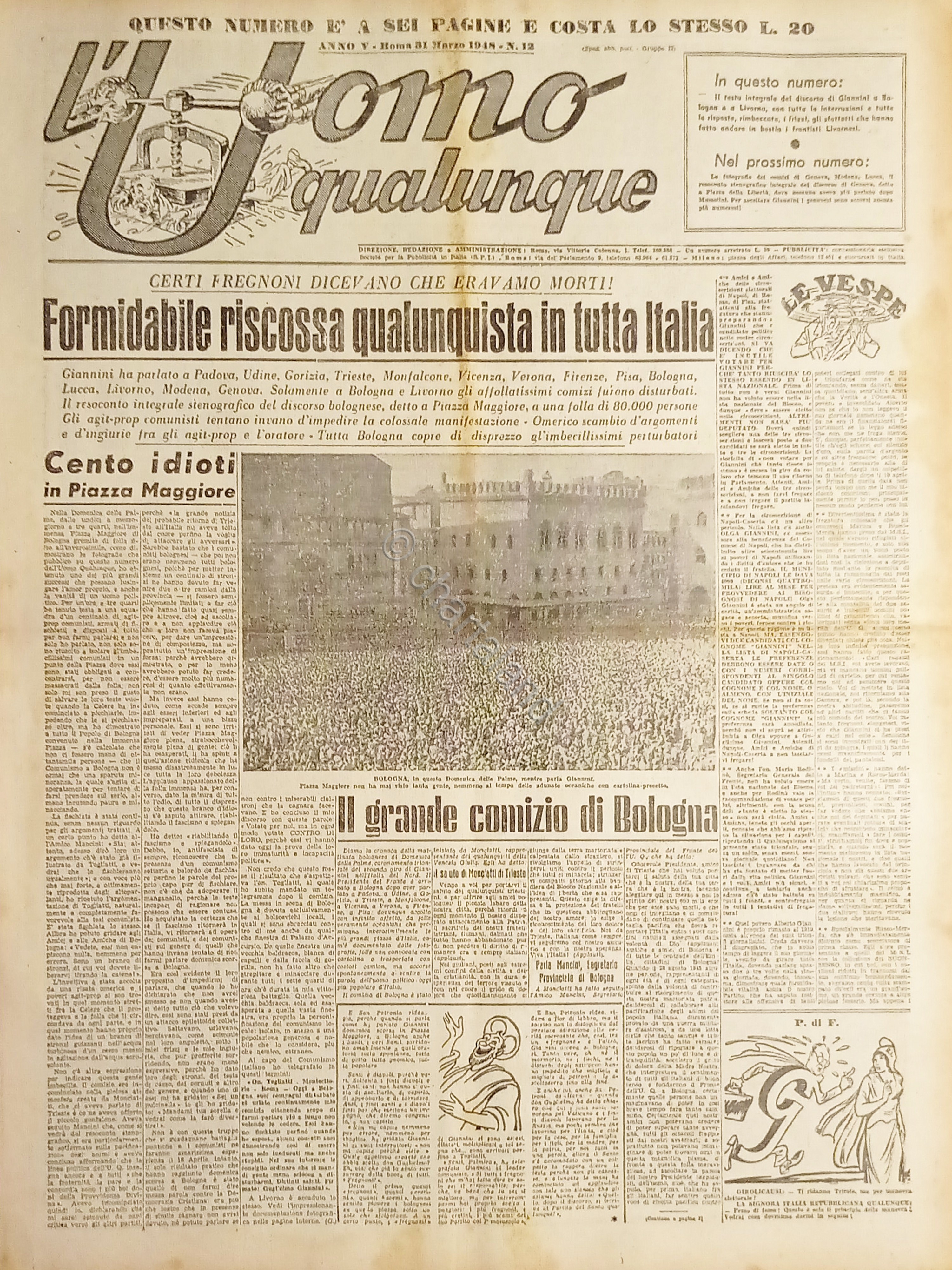 Giornale di G. Giannini - L'Uomo qualunque N. 12 - …