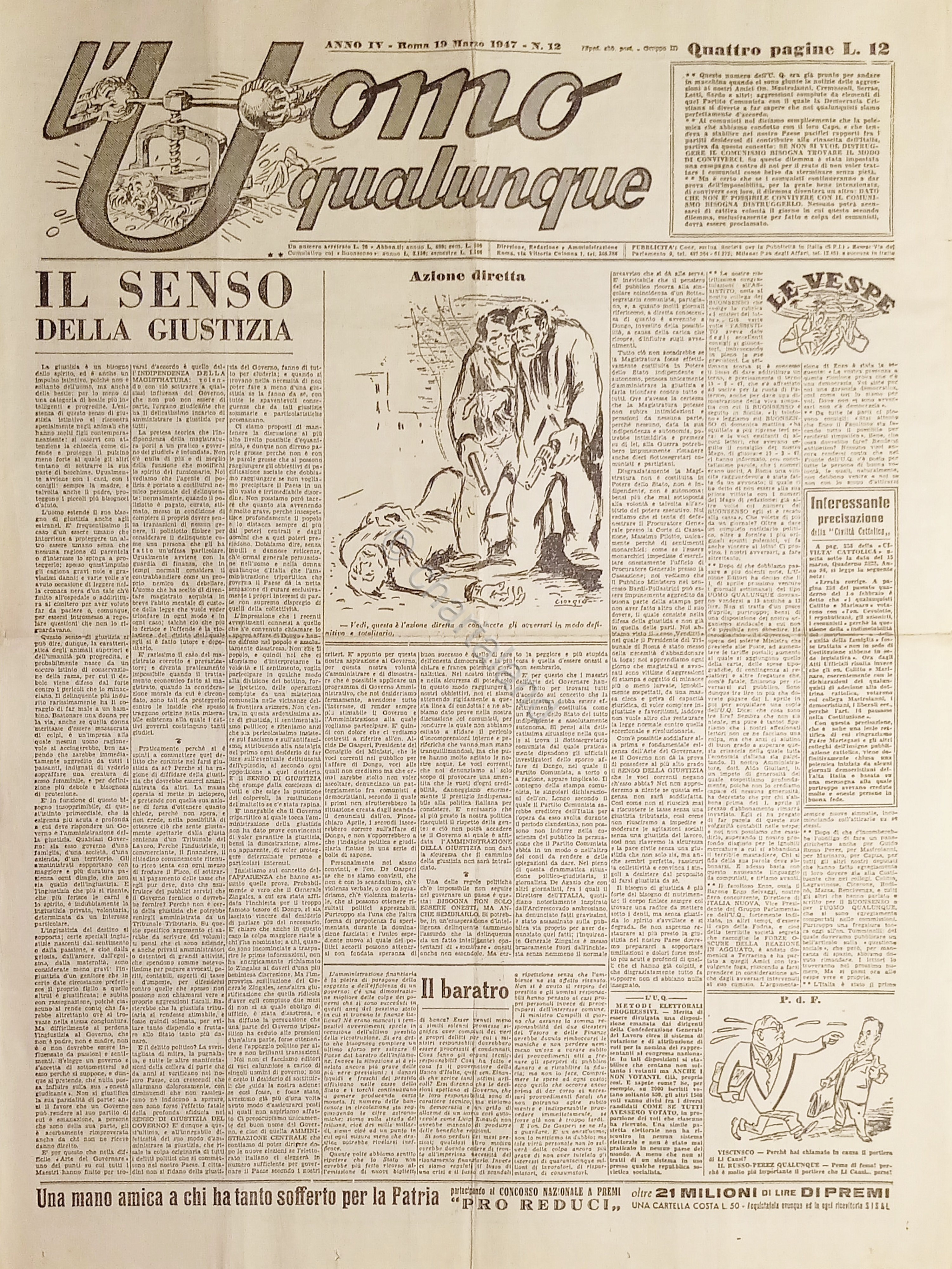 Giornale di G. Giannini - L'Uomo qualunque N. 12 - …
