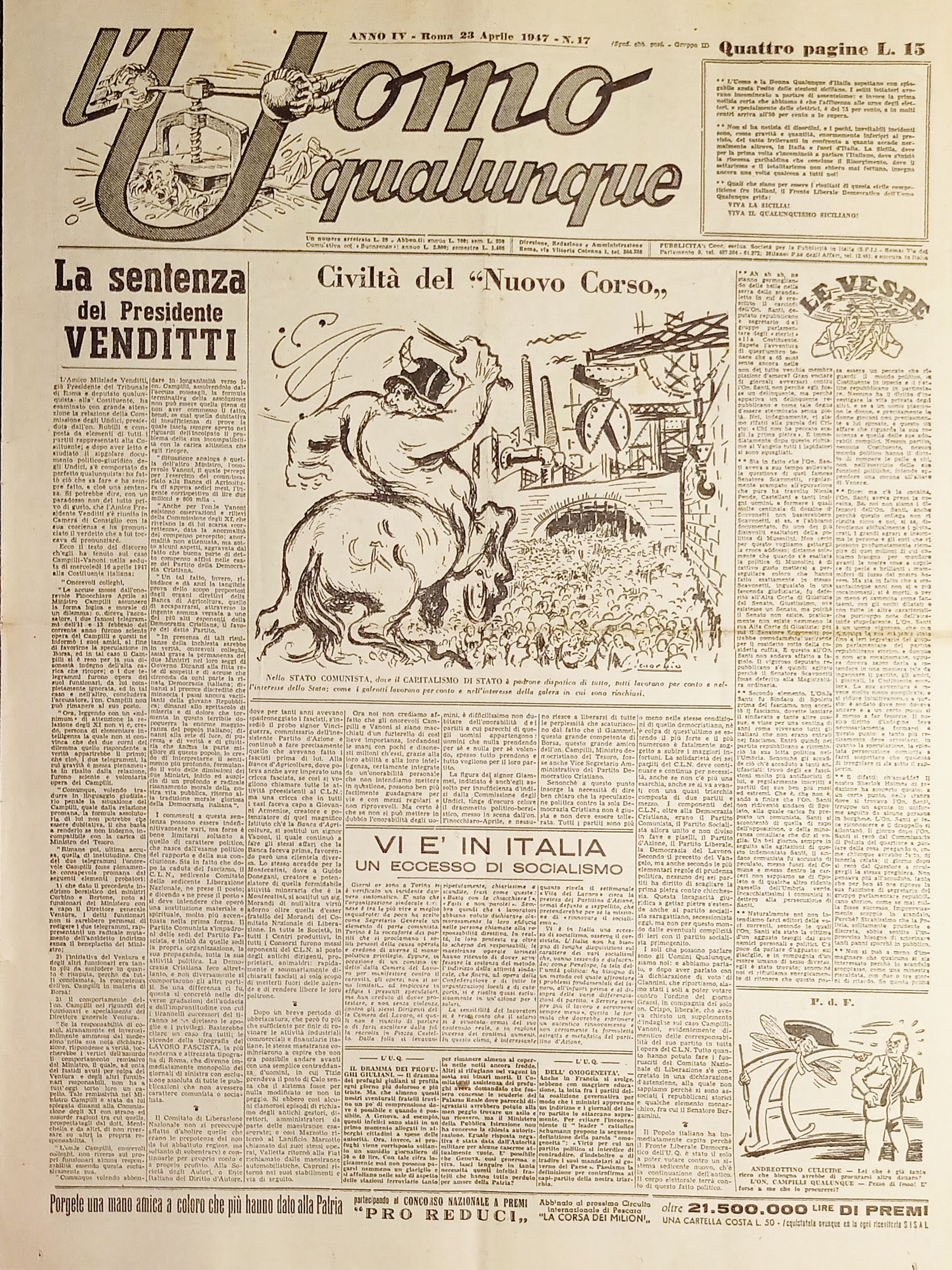 Giornale di G. Giannini - L'Uomo qualunque N.17 - Civiltà …