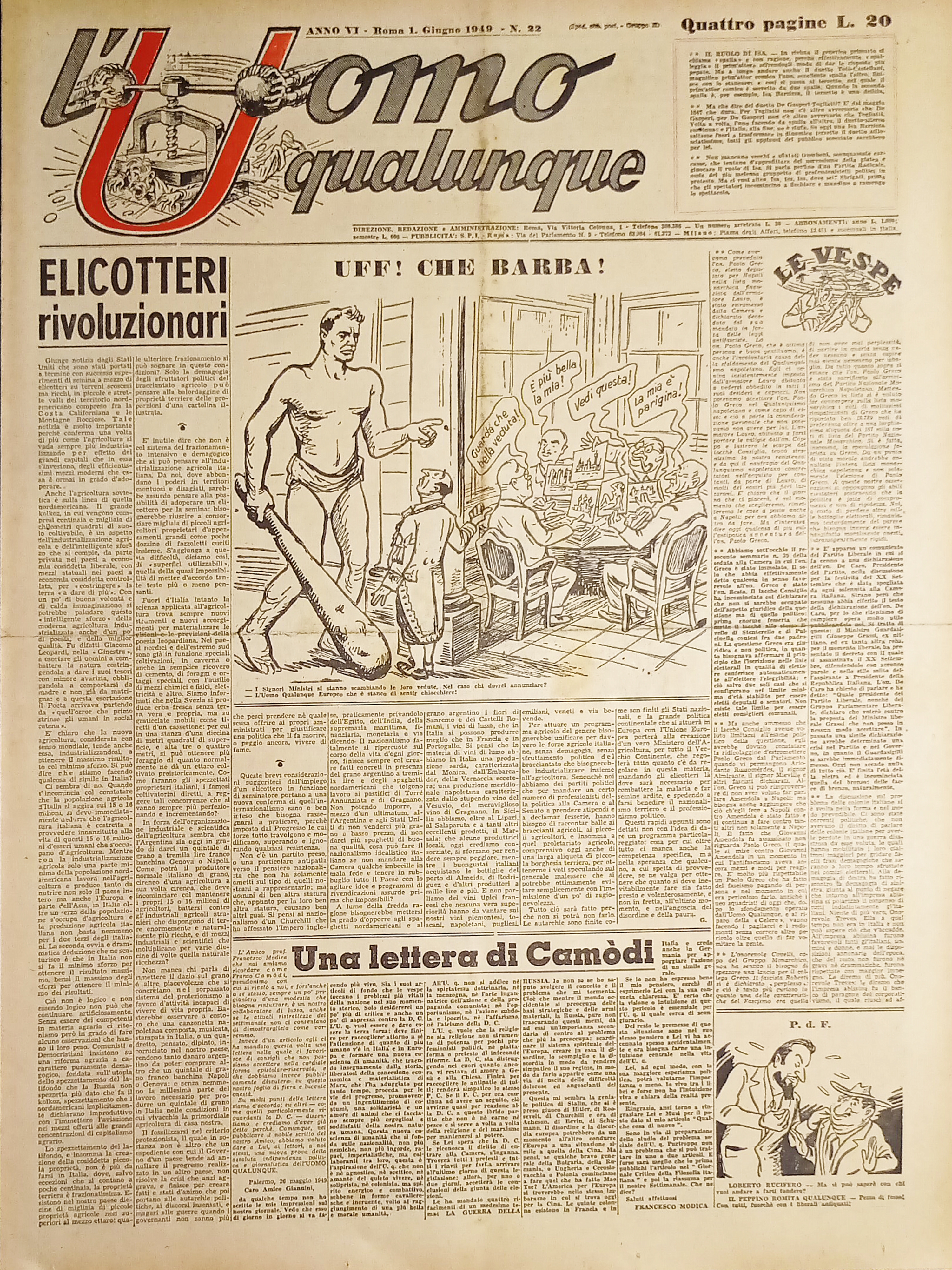 Giornale di G. Giannini - L'Uomo qualunque N. 22 - …