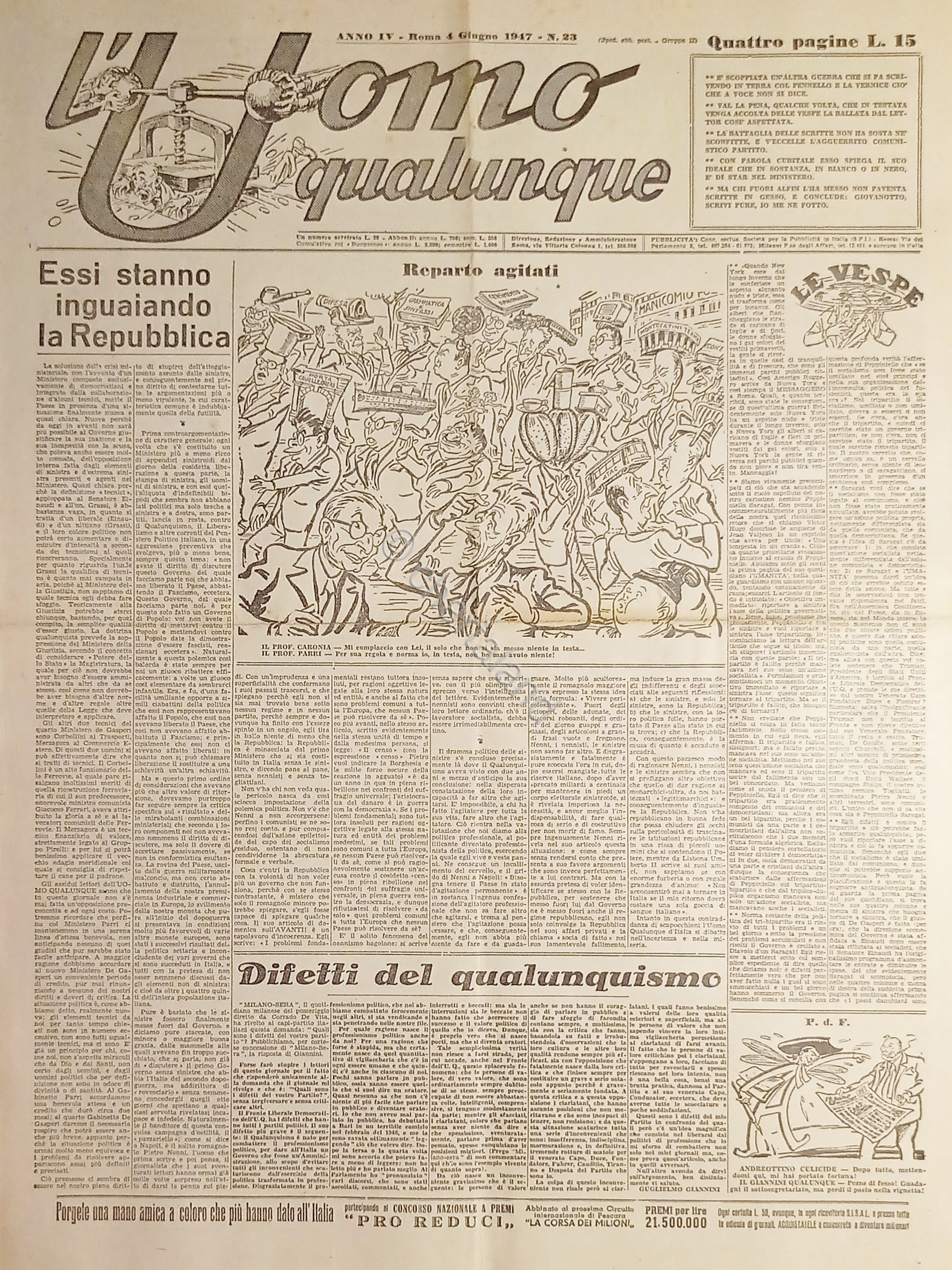 Giornale di G. Giannini - L'Uomo qualunque N. 23 - …