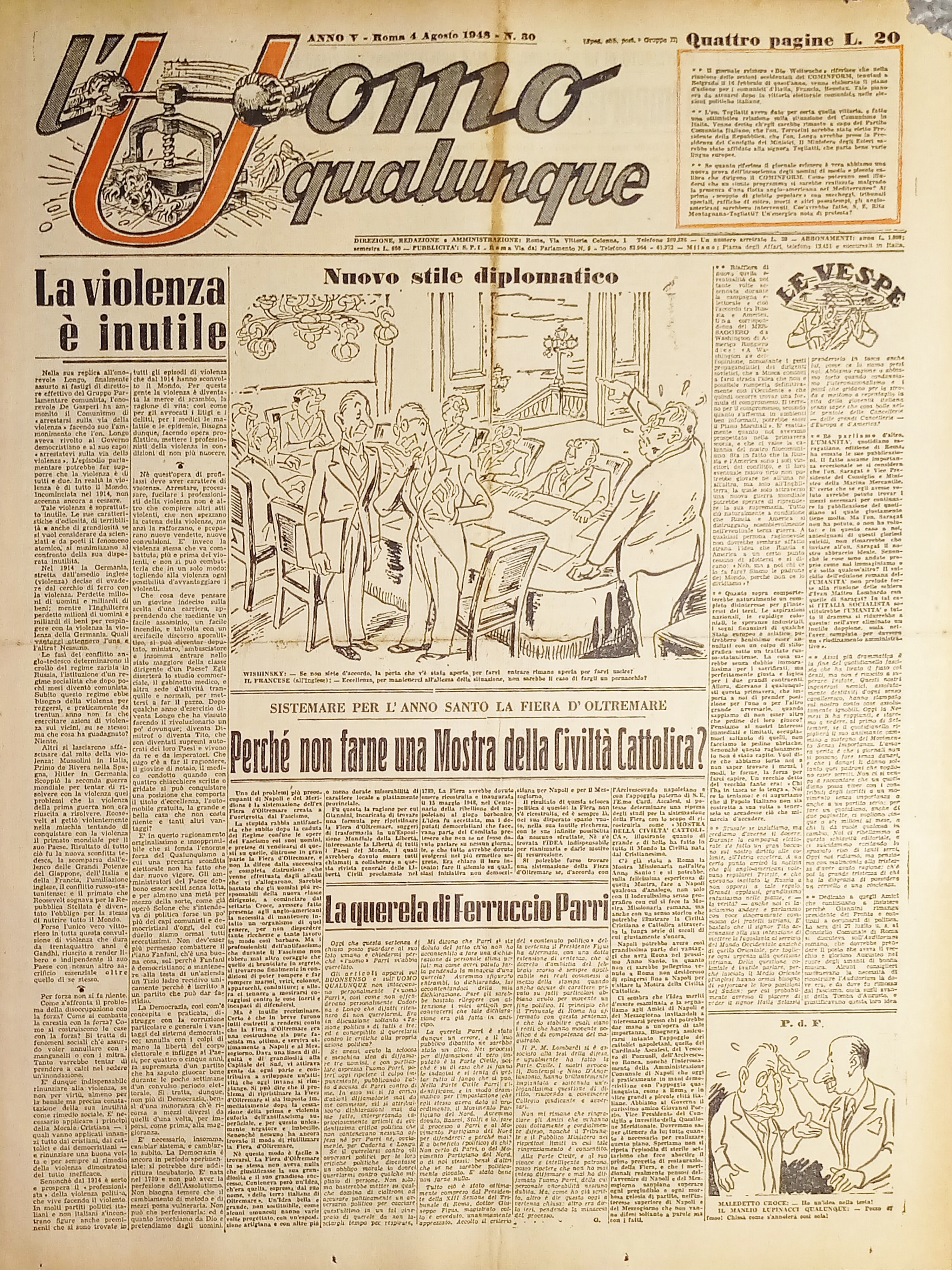 Giornale di G. Giannini - L'Uomo qualunque N. 30 - …