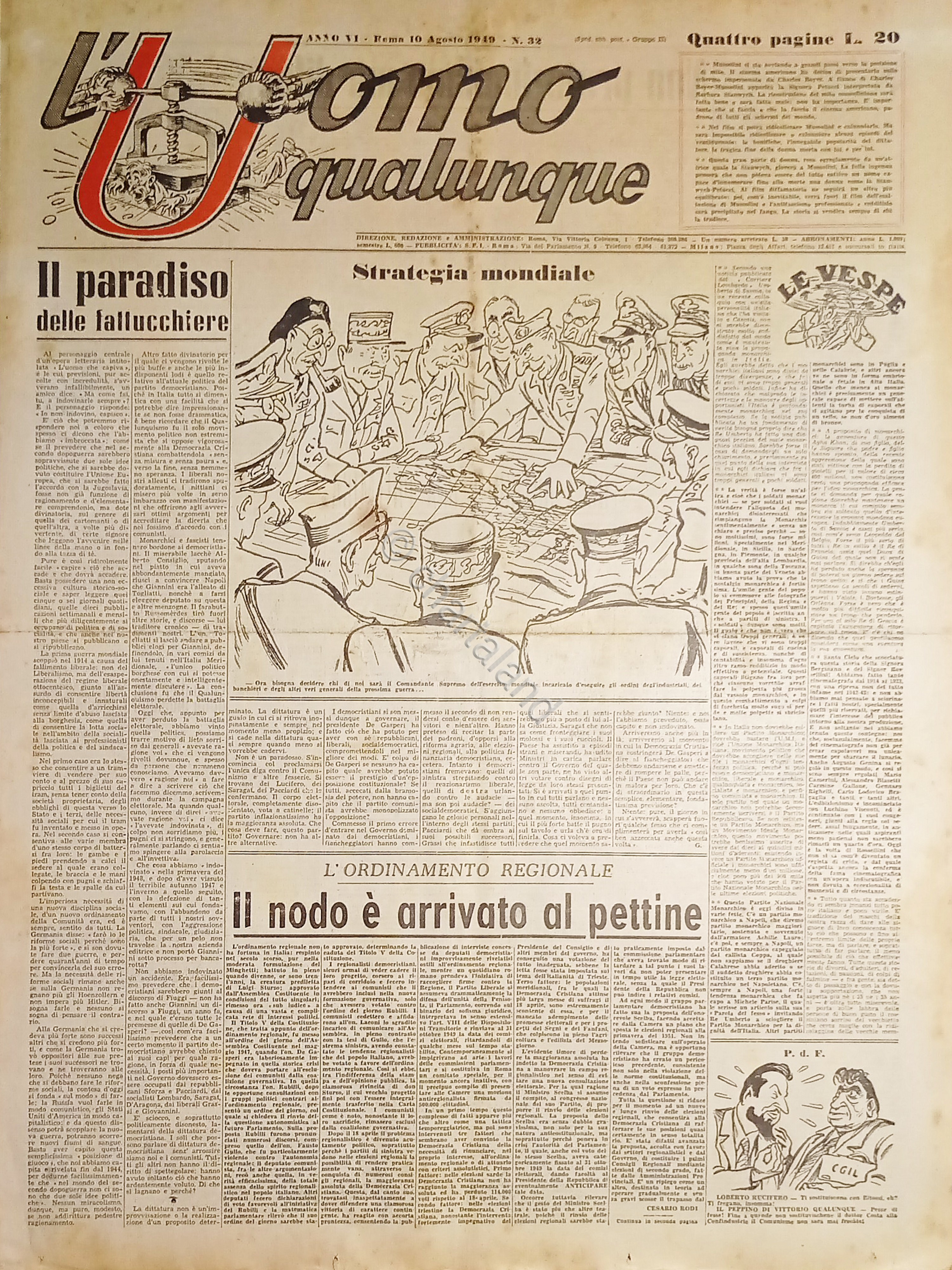 Giornale di G. Giannini - L'Uomo qualunque N. 32 - …