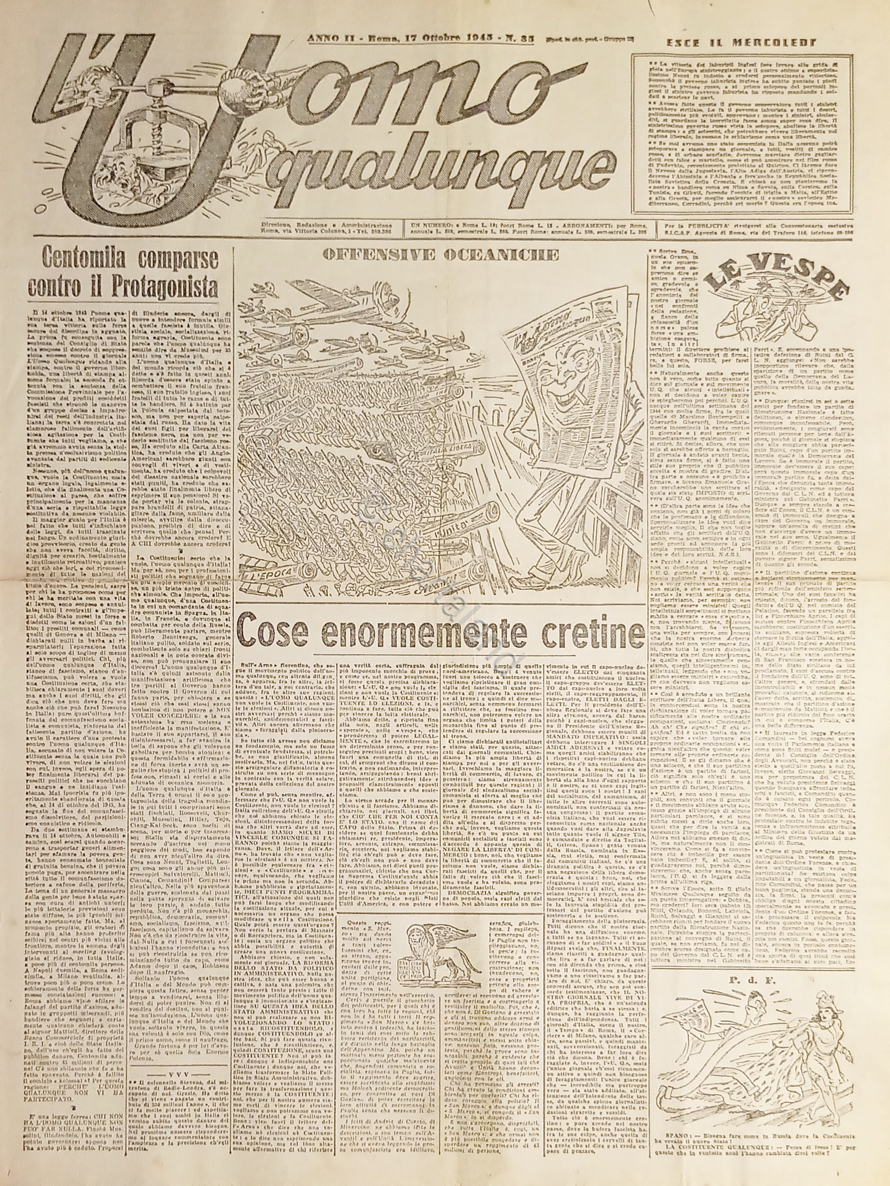 Giornale di G. Giannini - L'Uomo qualunque N. 35 - …