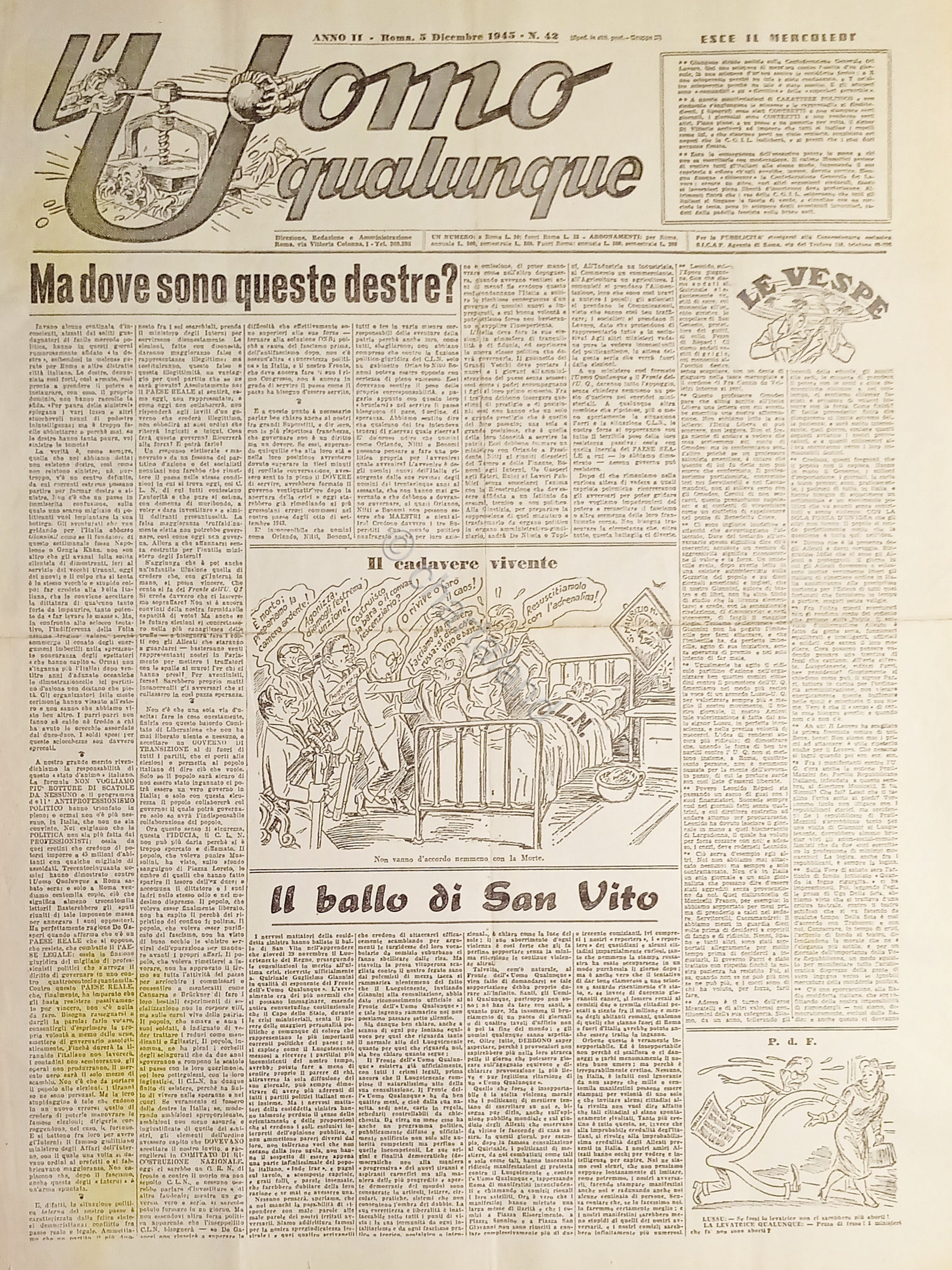 Giornale di G. Giannini - L'Uomo qualunque N. 42 - …