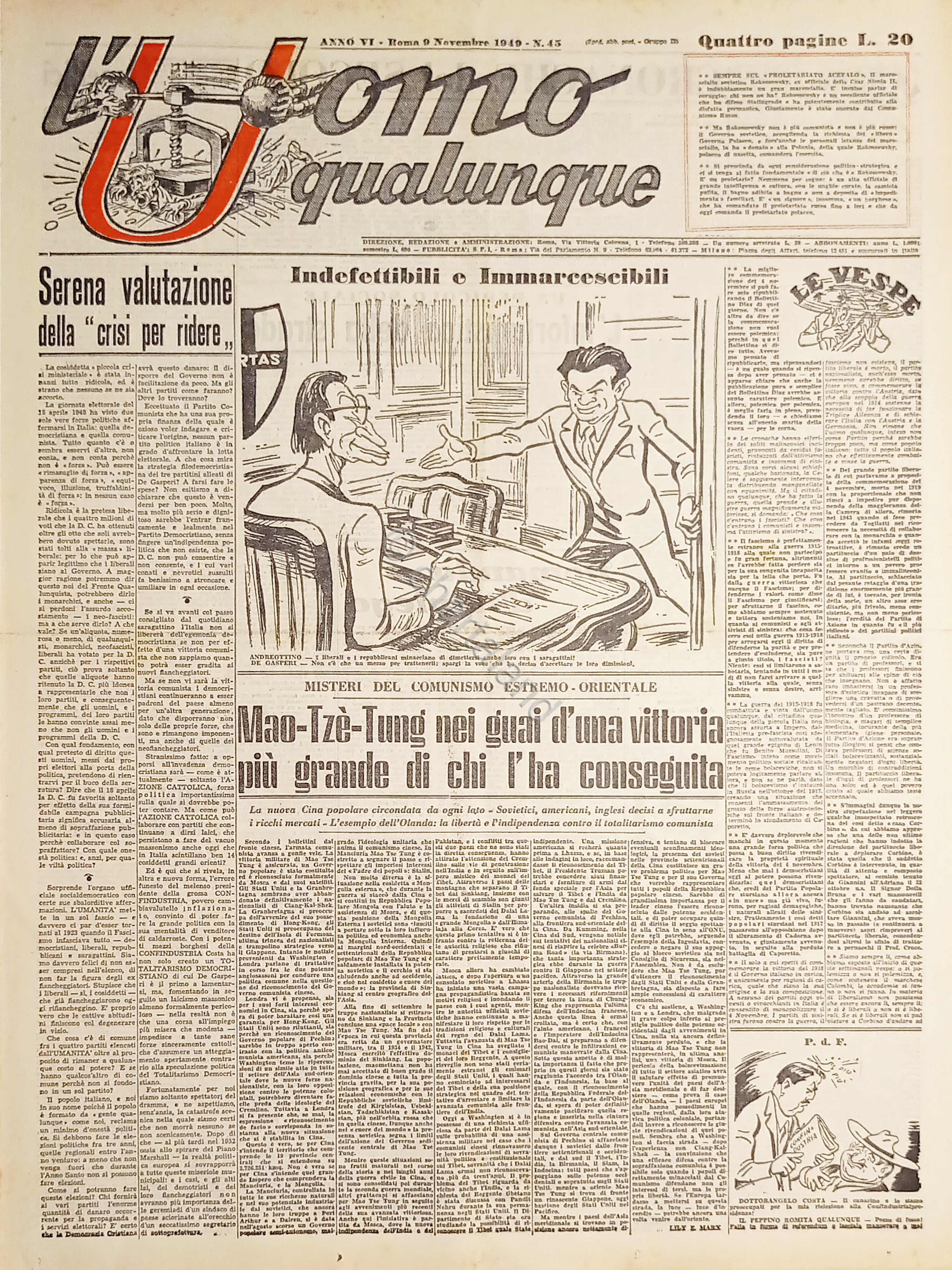 Giornale di G. Giannini - L'Uomo qualunque N. 45 - …