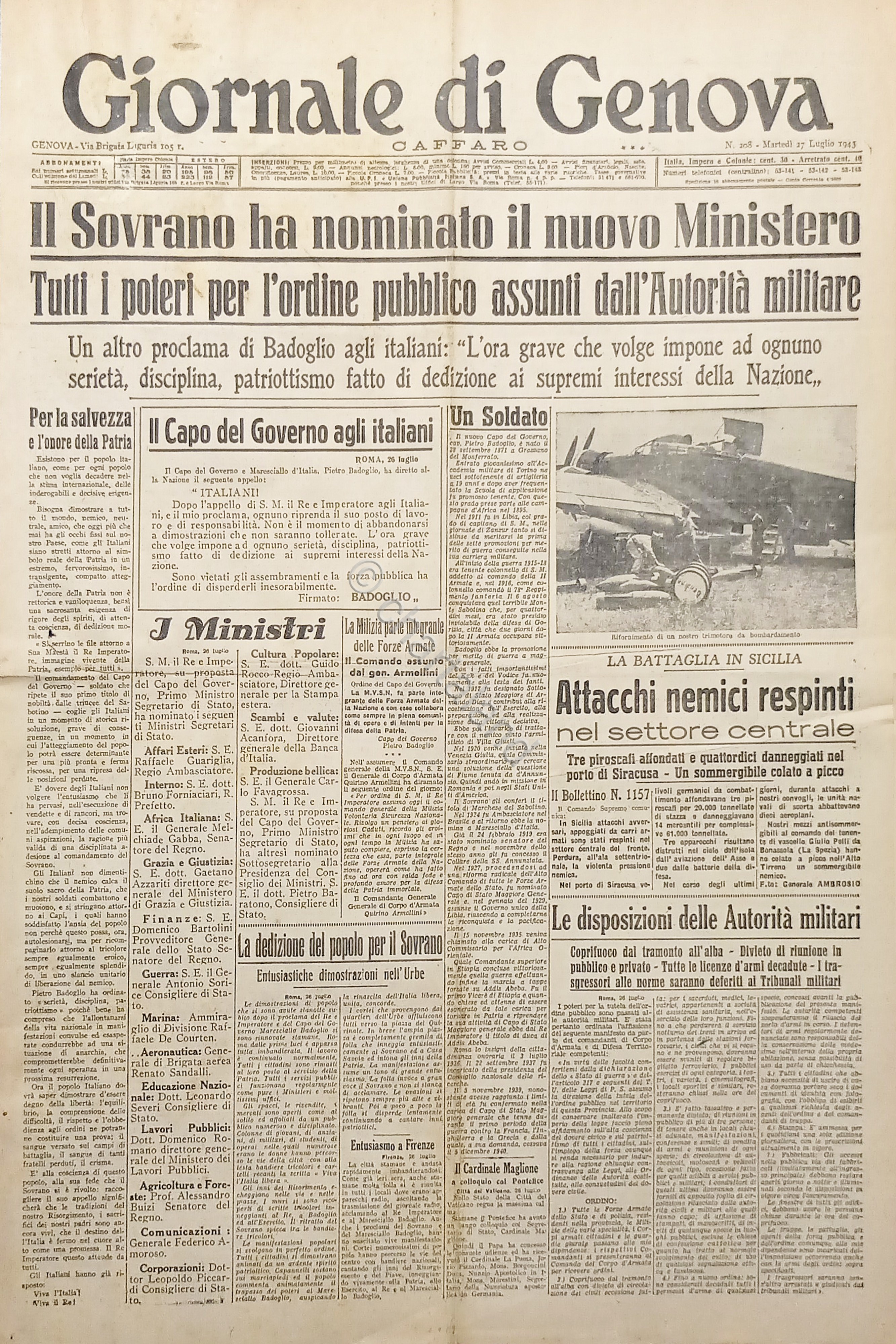 Giornale di Genova - Caffaro N. 208 - Sovrano ha …