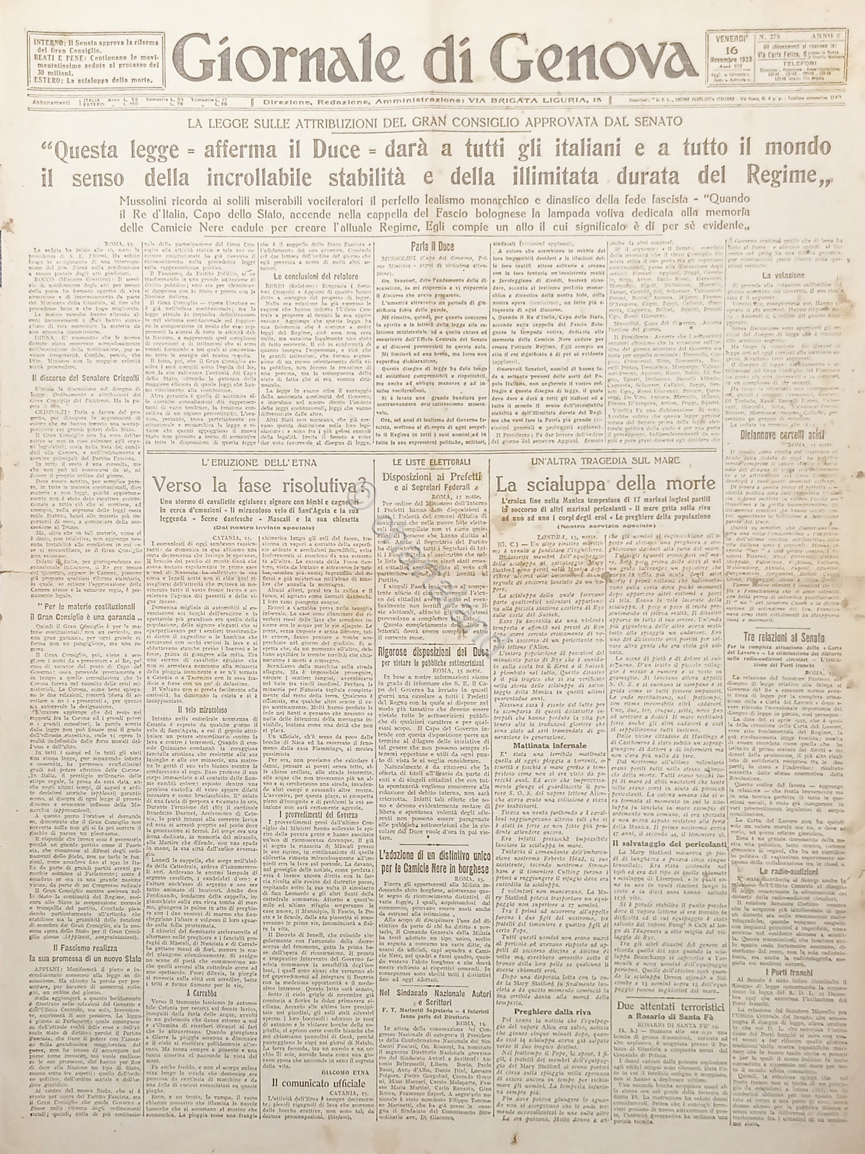 Giornale di Genova N. 278 - La legge sulle attribuzioni …