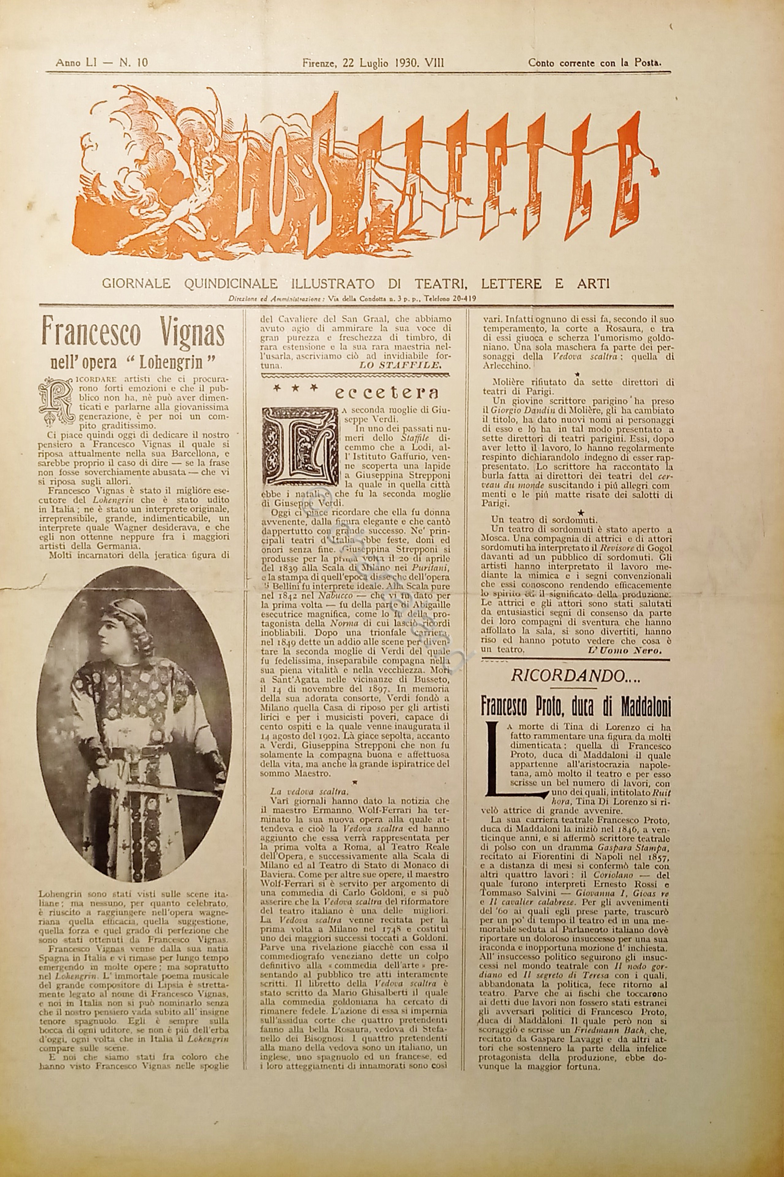 Giornale di Teatri Lettere e Arti - Lo Staffile N. …