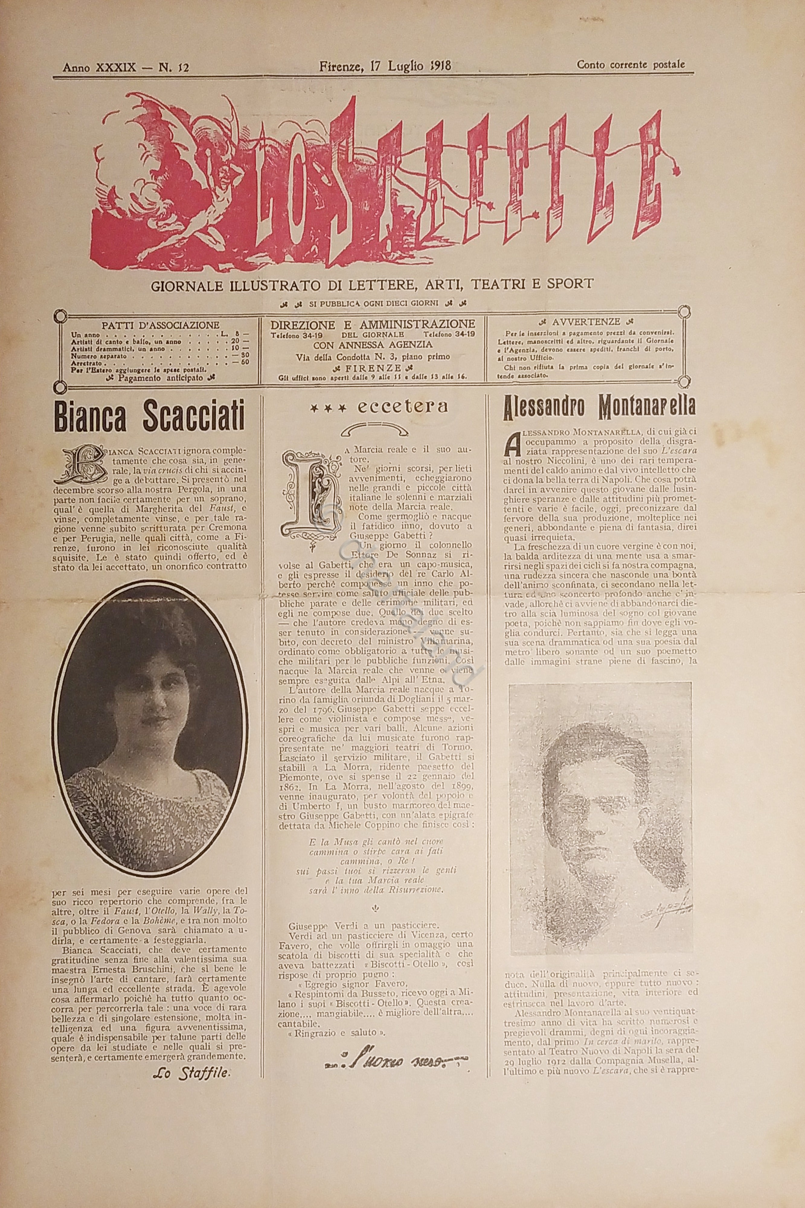 Giornale di Teatri Lettere e Arti - Lo Staffile N. …