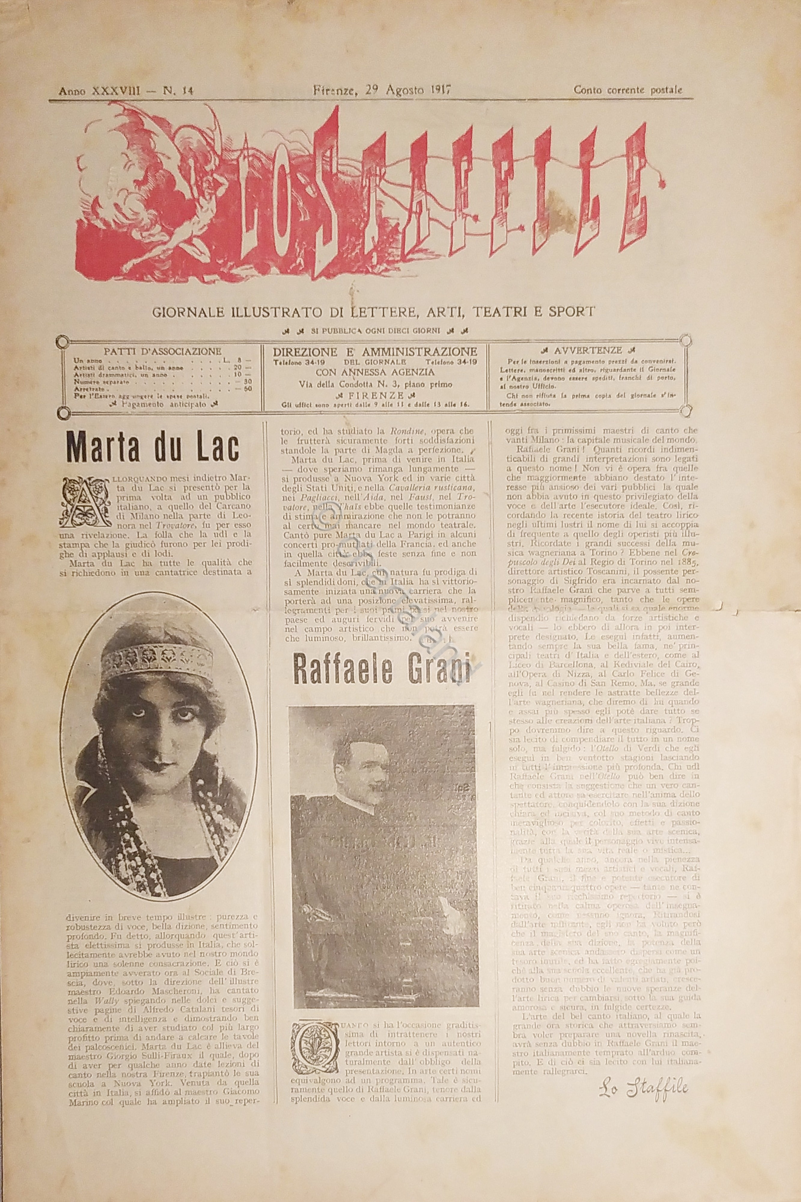 Giornale di Teatri Lettere e Arti - Lo Staffile N. …