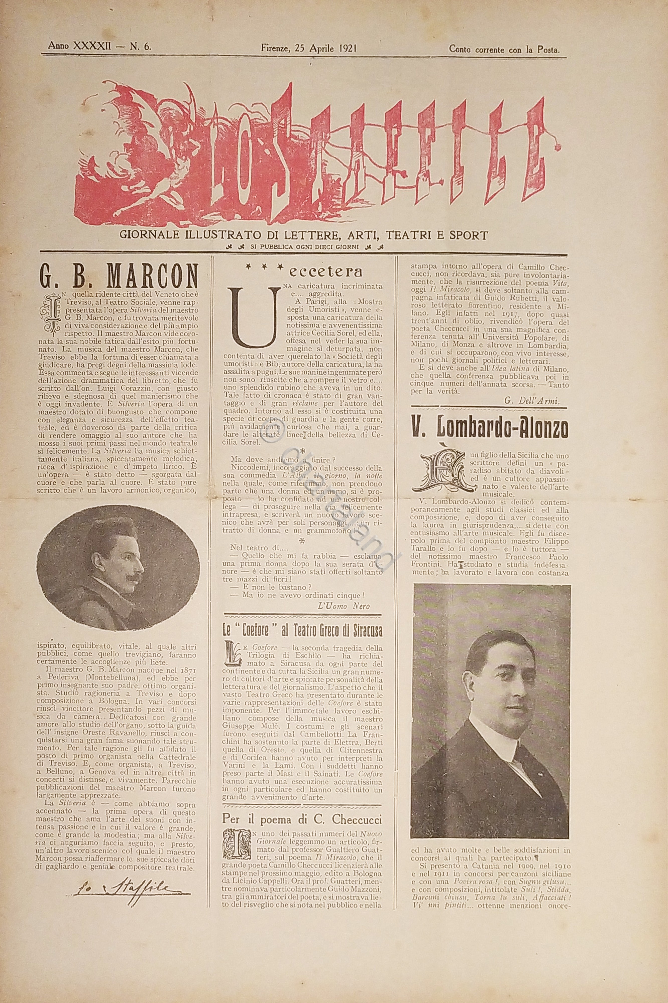 Giornale di Teatri Lettere e Arti - Lo Staffile N. …