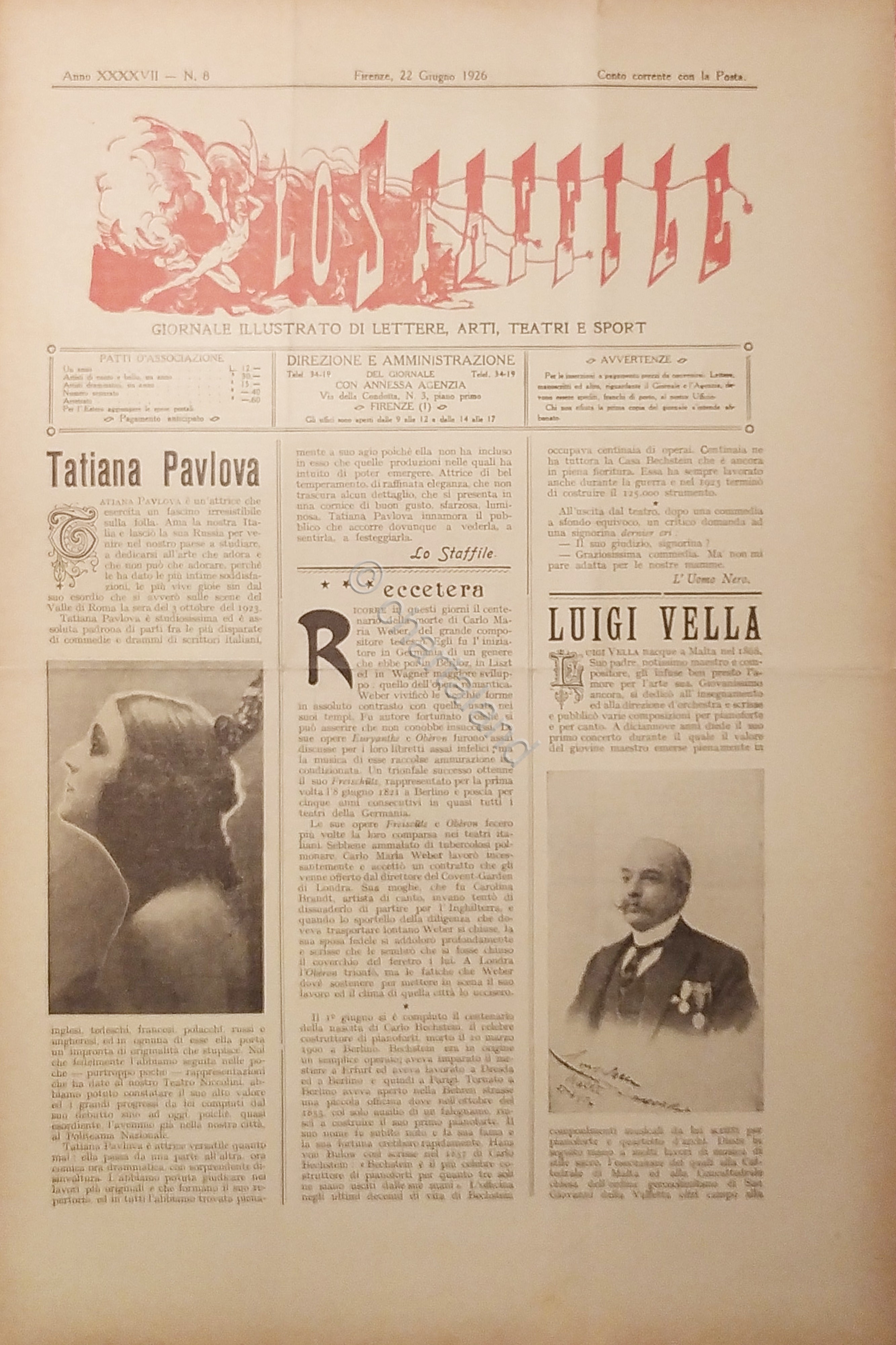 Giornale di Teatri Lettere e Arti - Lo Staffile N. …