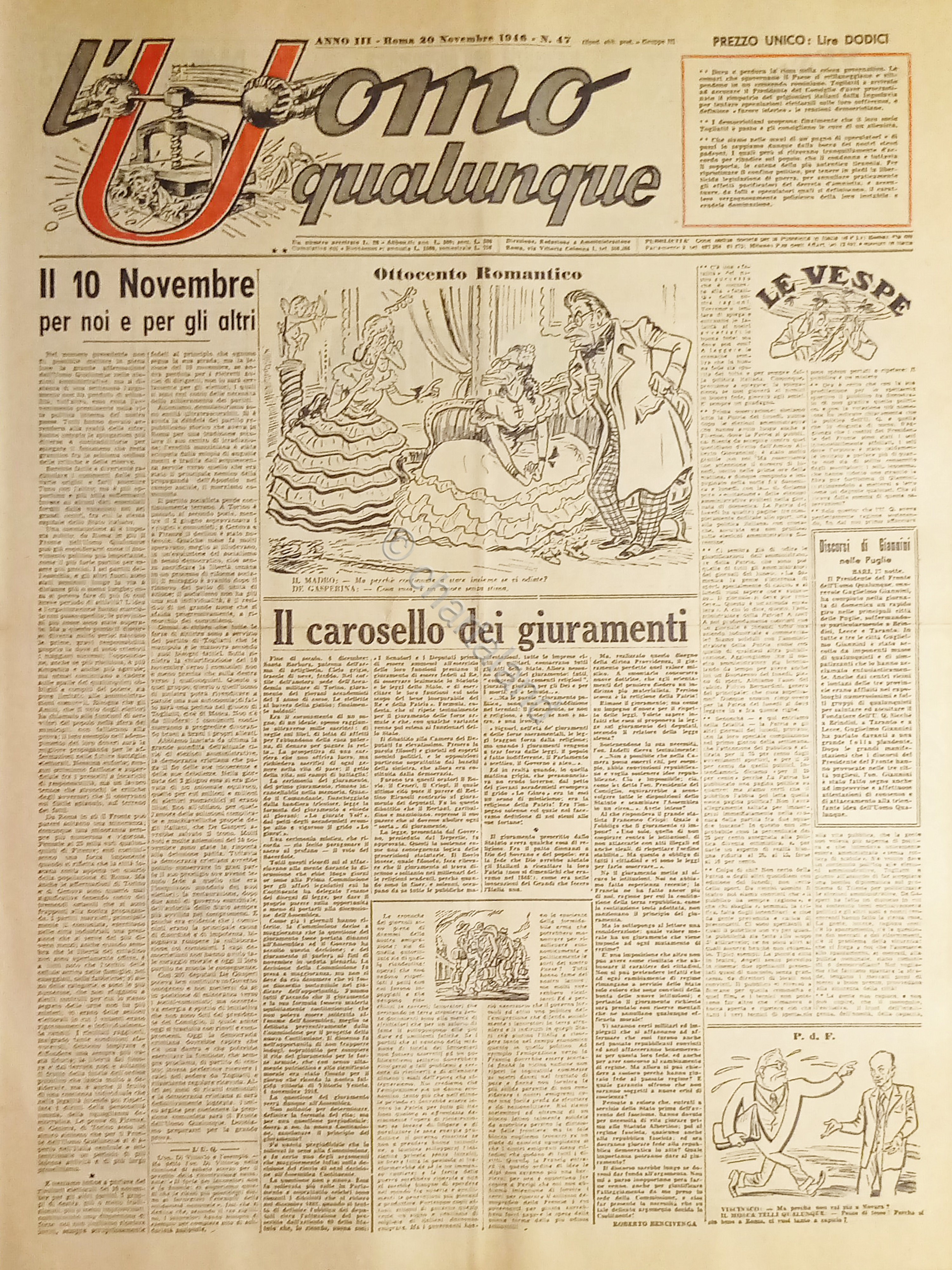 Giornale G. Giannini - L'Uomo qualunque N. 47 - Il …