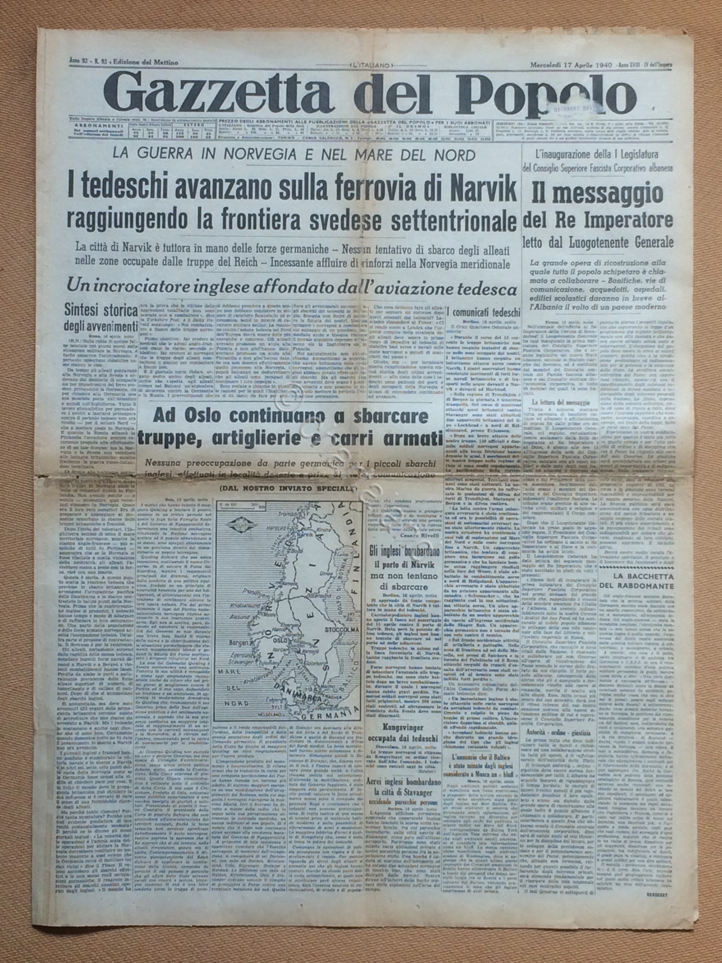 Giornale Gazzetta del Popolo 1940 n. 93