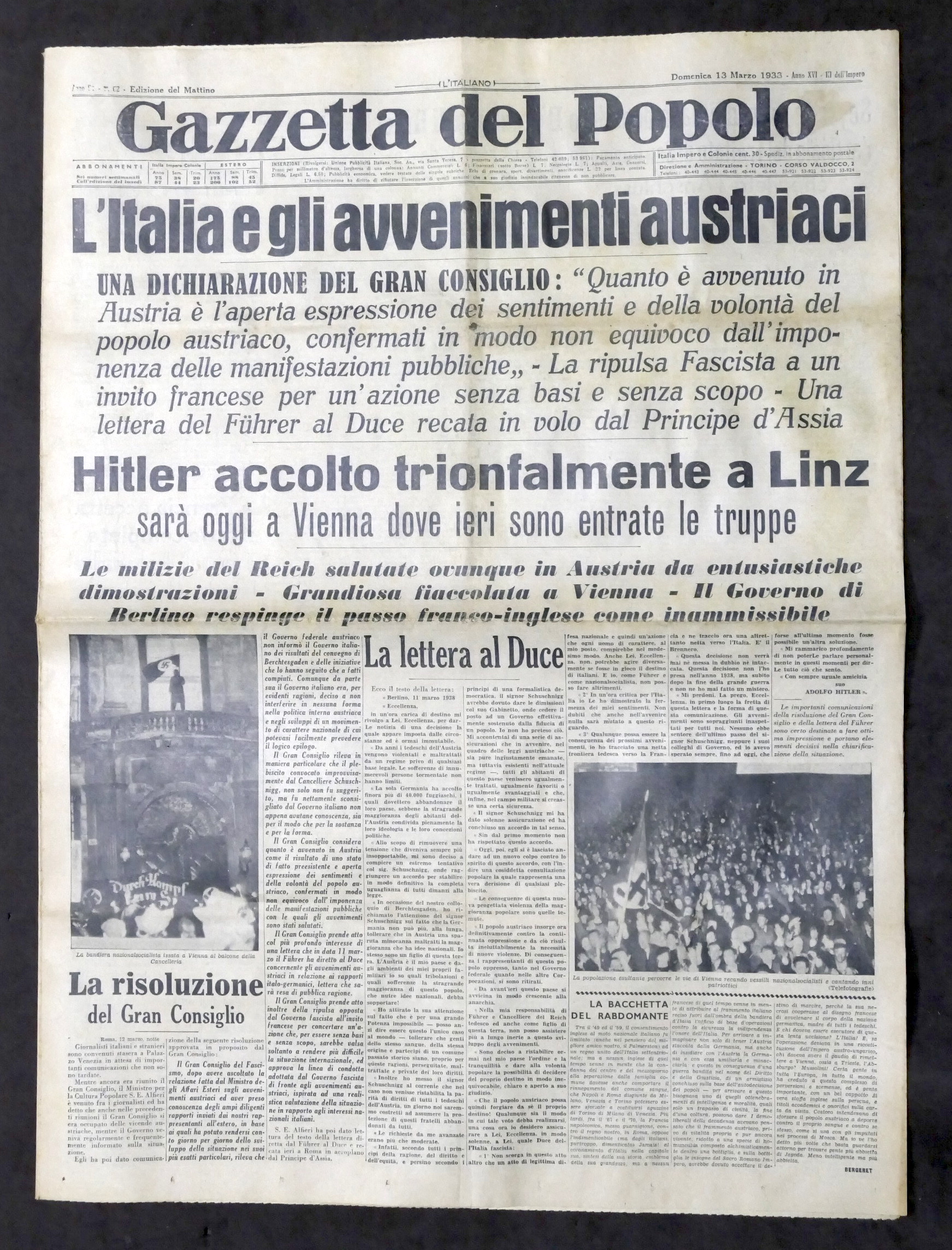 Giornale Gazzetta del Popolo N. 102 - Una dichiarazione del …