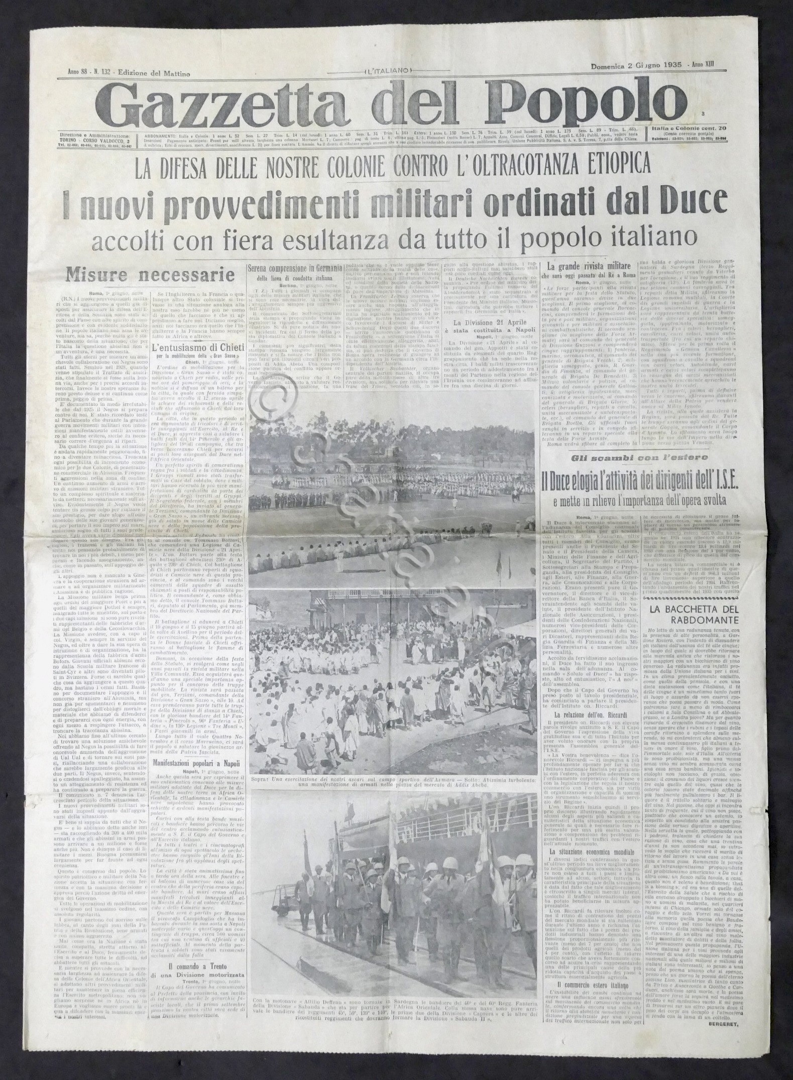 Giornale Gazzetta del Popolo N. 132 - I nuovi provvedimenti …