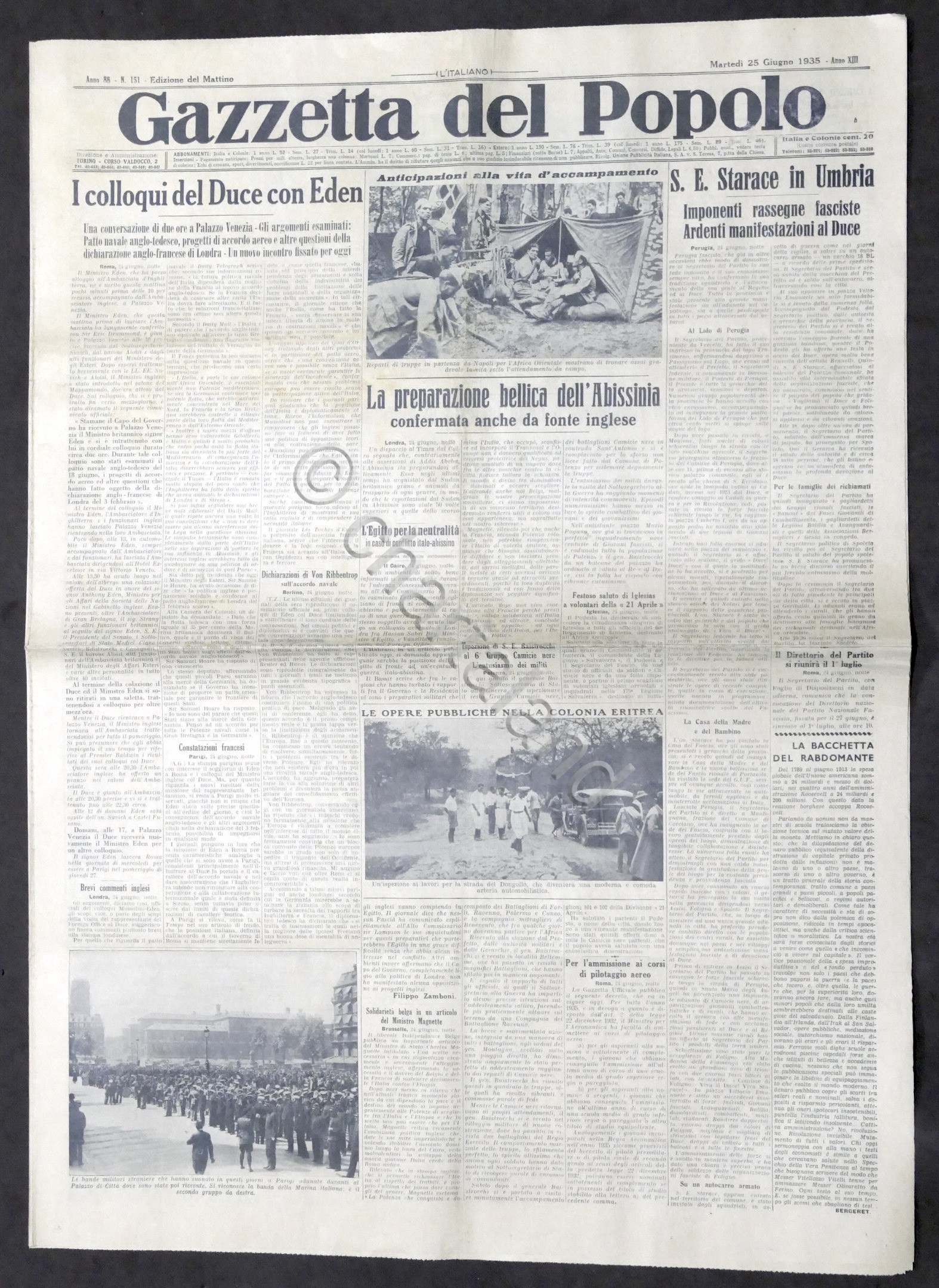 Giornale Gazzetta del Popolo N. 151 - I colloqui del …