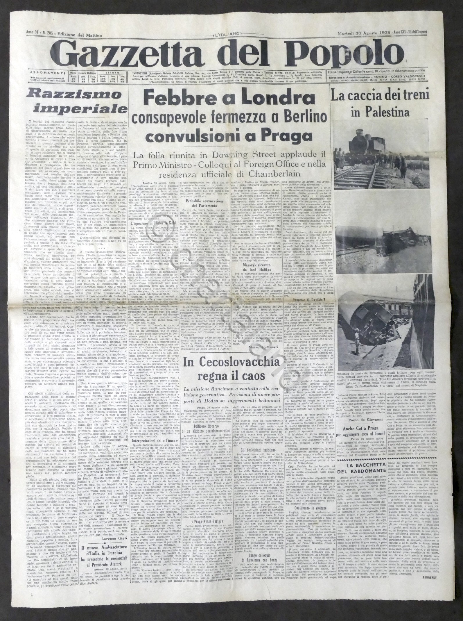 Giornale Gazzetta del Popolo N. 205 - La caccia dei …