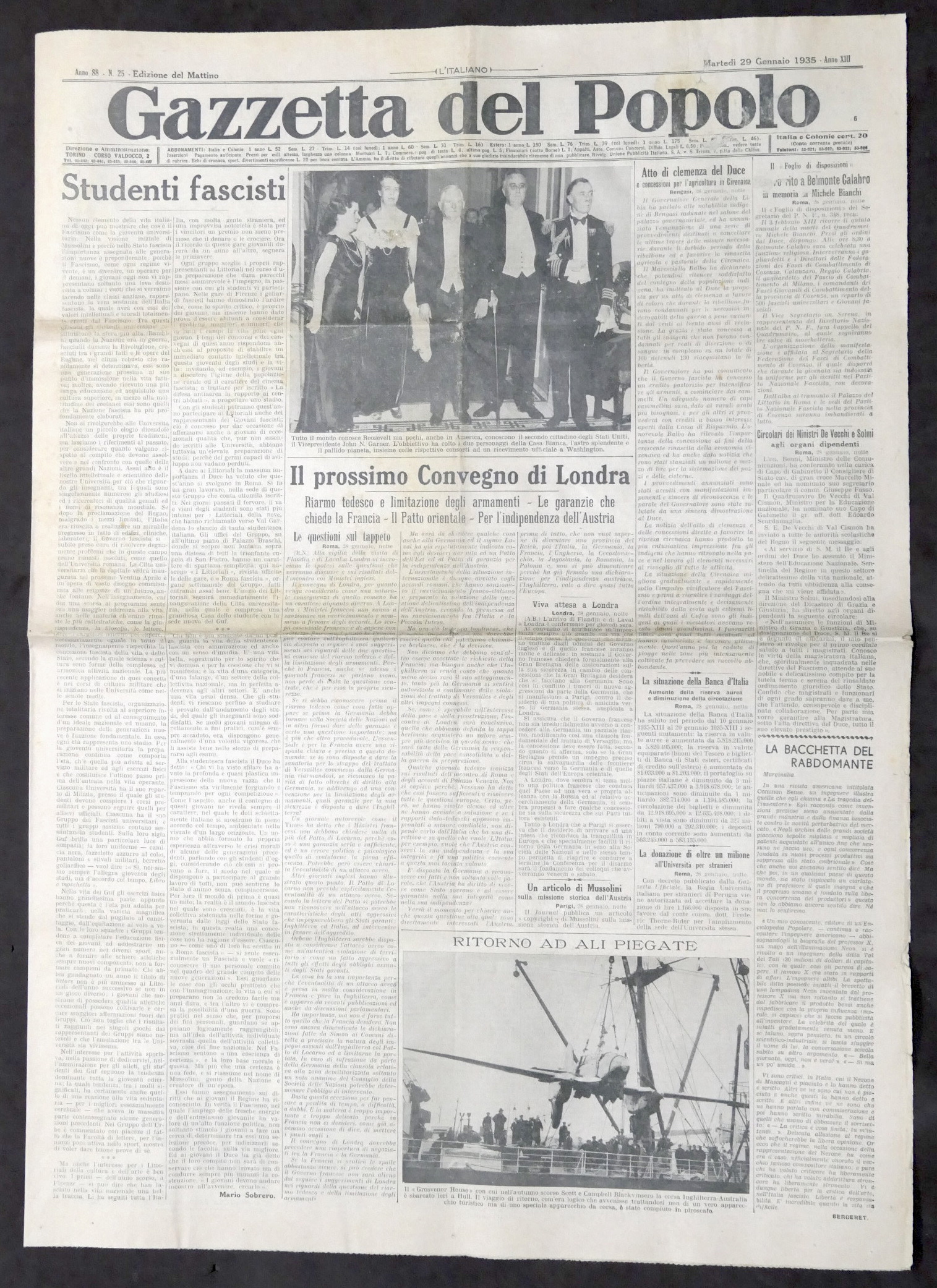 Giornale Gazzetta del Popolo N. 25 - Il prossimo Convegno …