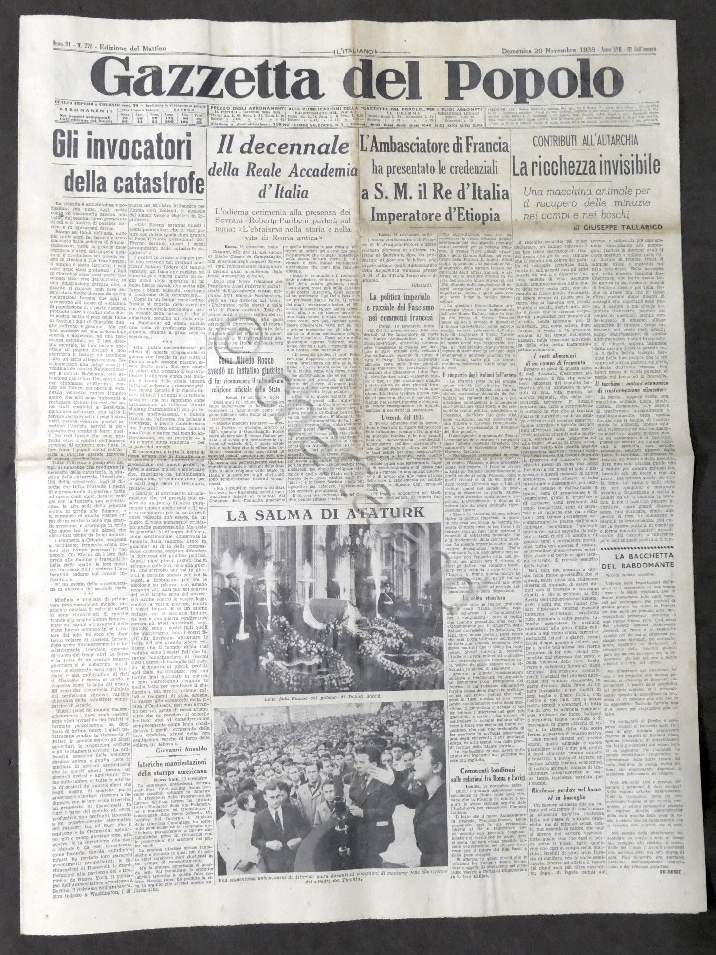 Giornale Gazzetta del Popolo N. 276 - Decennale della Reale …
