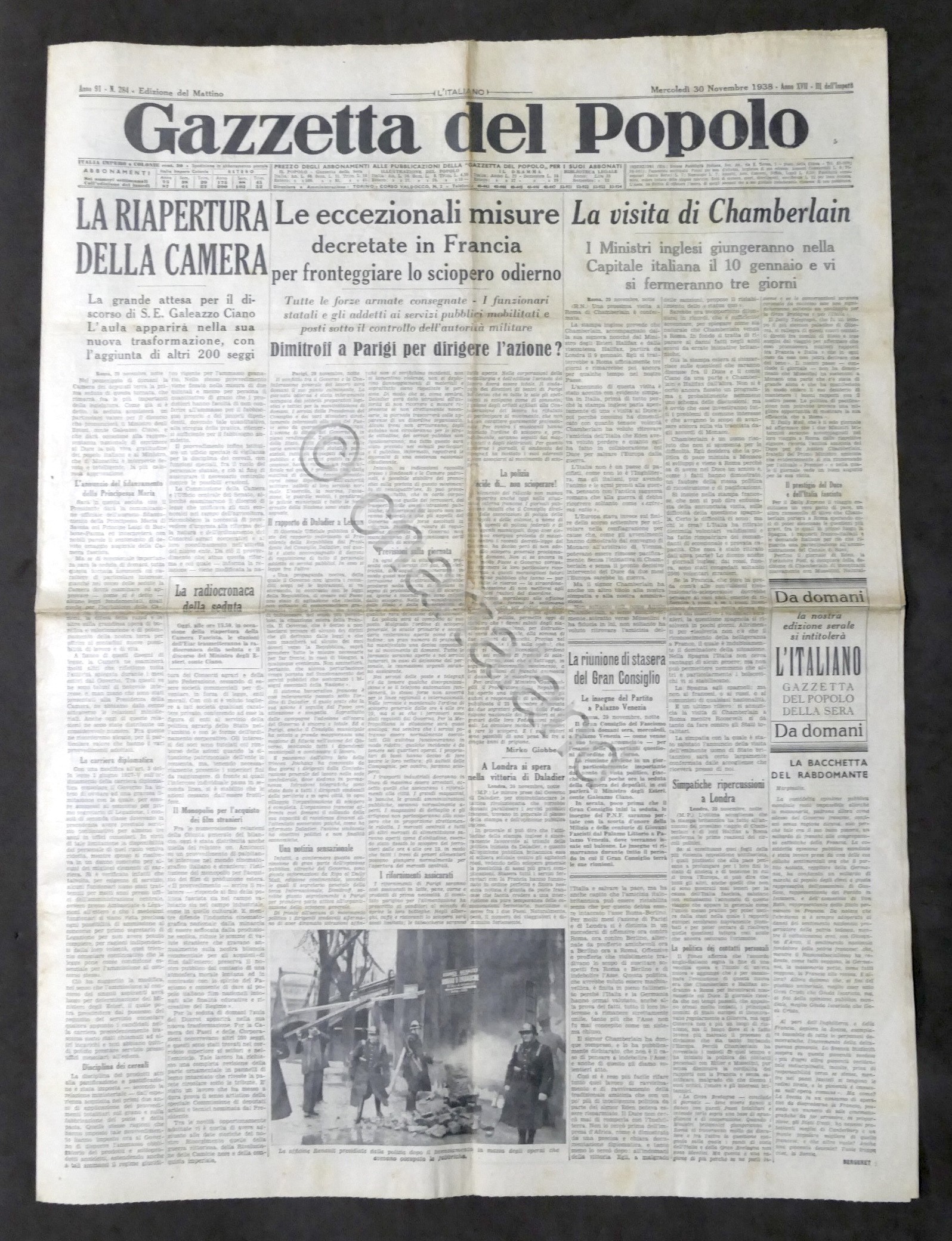 Giornale Gazzetta del Popolo N. 284 - La riapertura della …