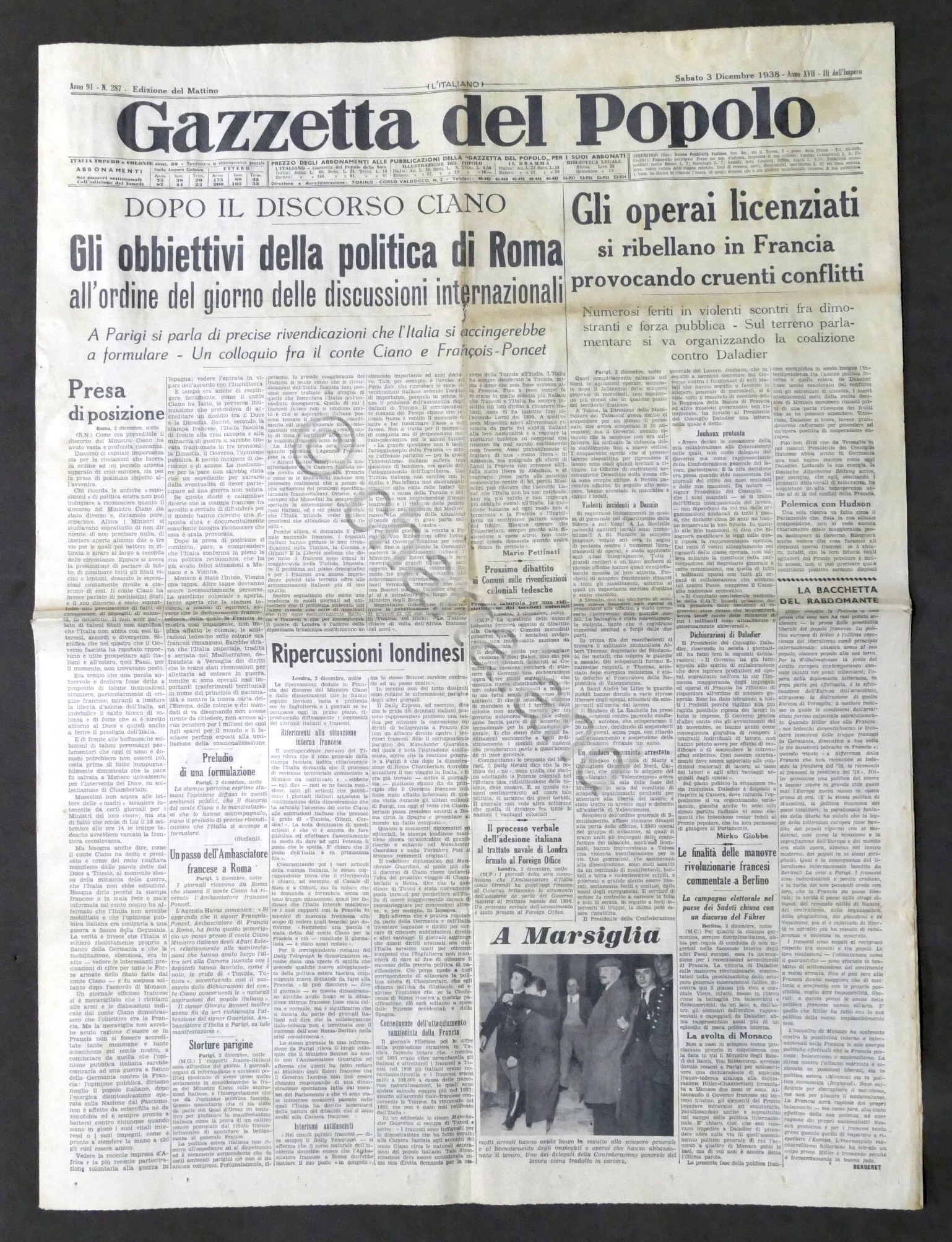 Giornale Gazzetta del Popolo N. 287 - Gli obiettivi della …