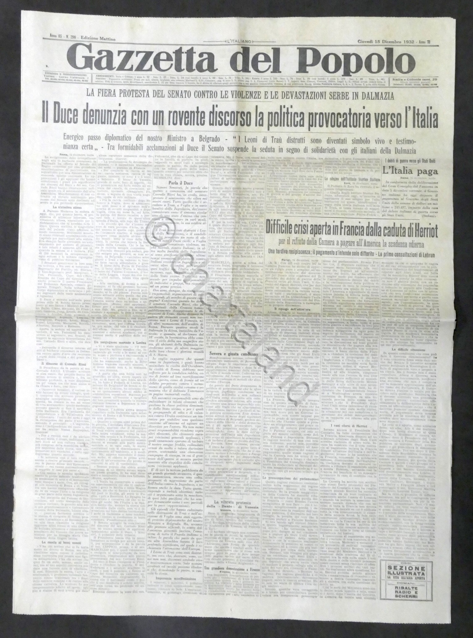 Giornale Gazzetta del Popolo N. 298 - Politica provocatoria verso …