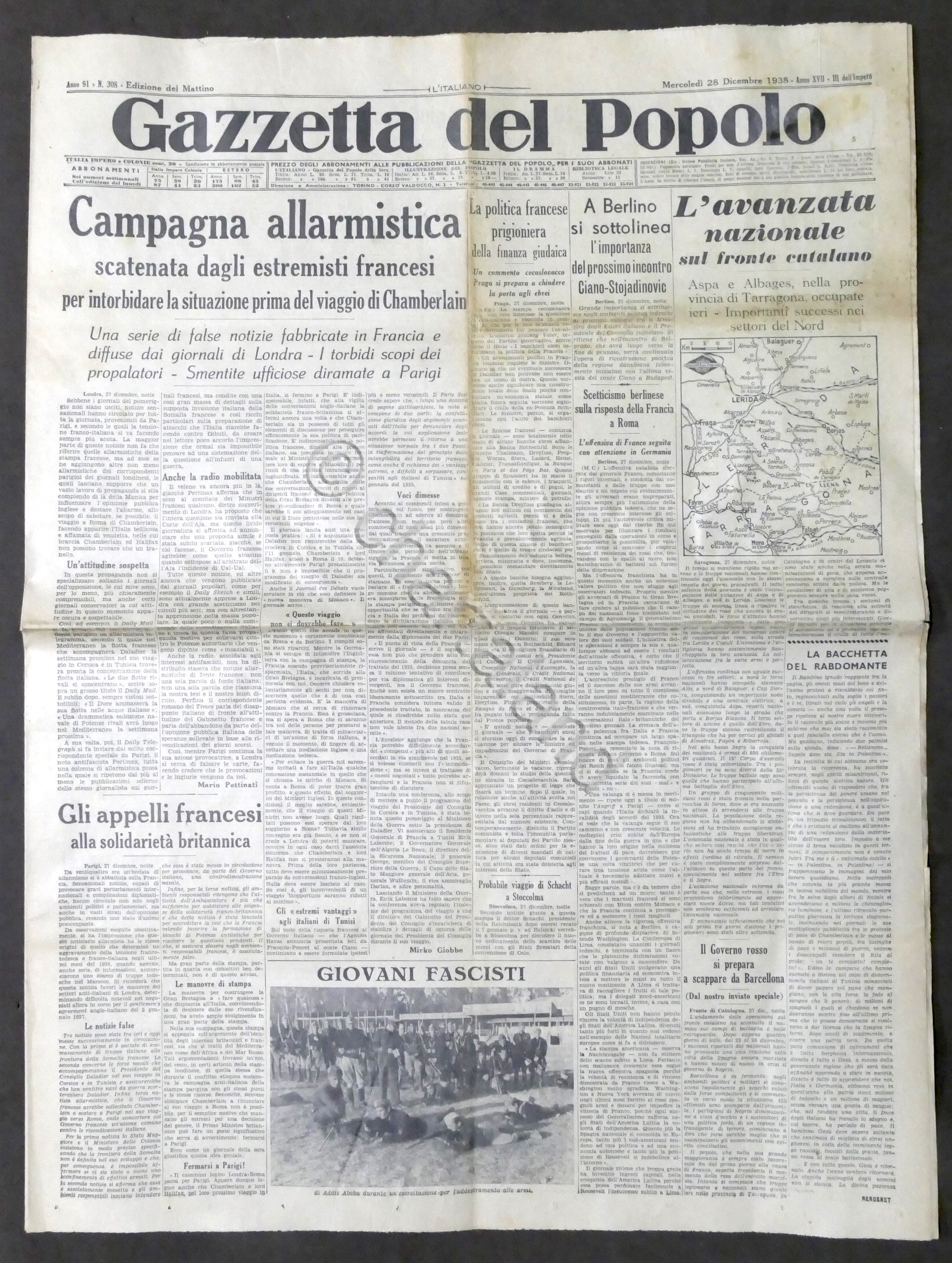 Giornale Gazzetta del Popolo N. 308 - Campagna allarmistica - …