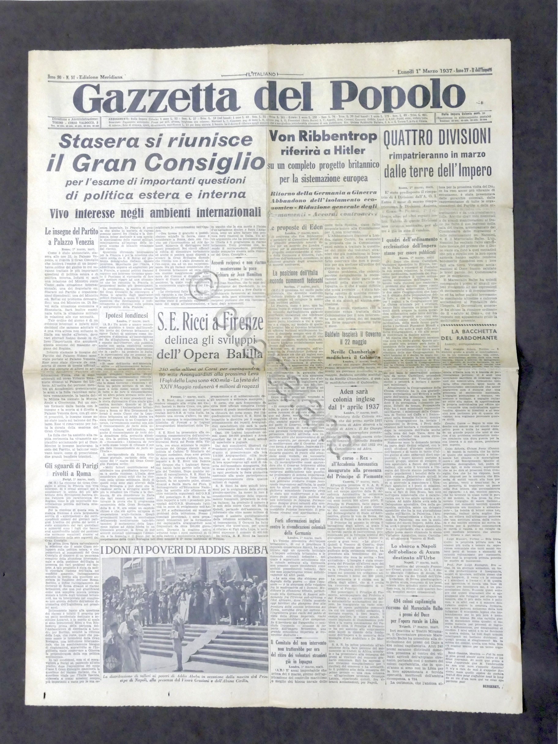 Giornale Gazzetta del Popolo N. 51 - Il riunione del …
