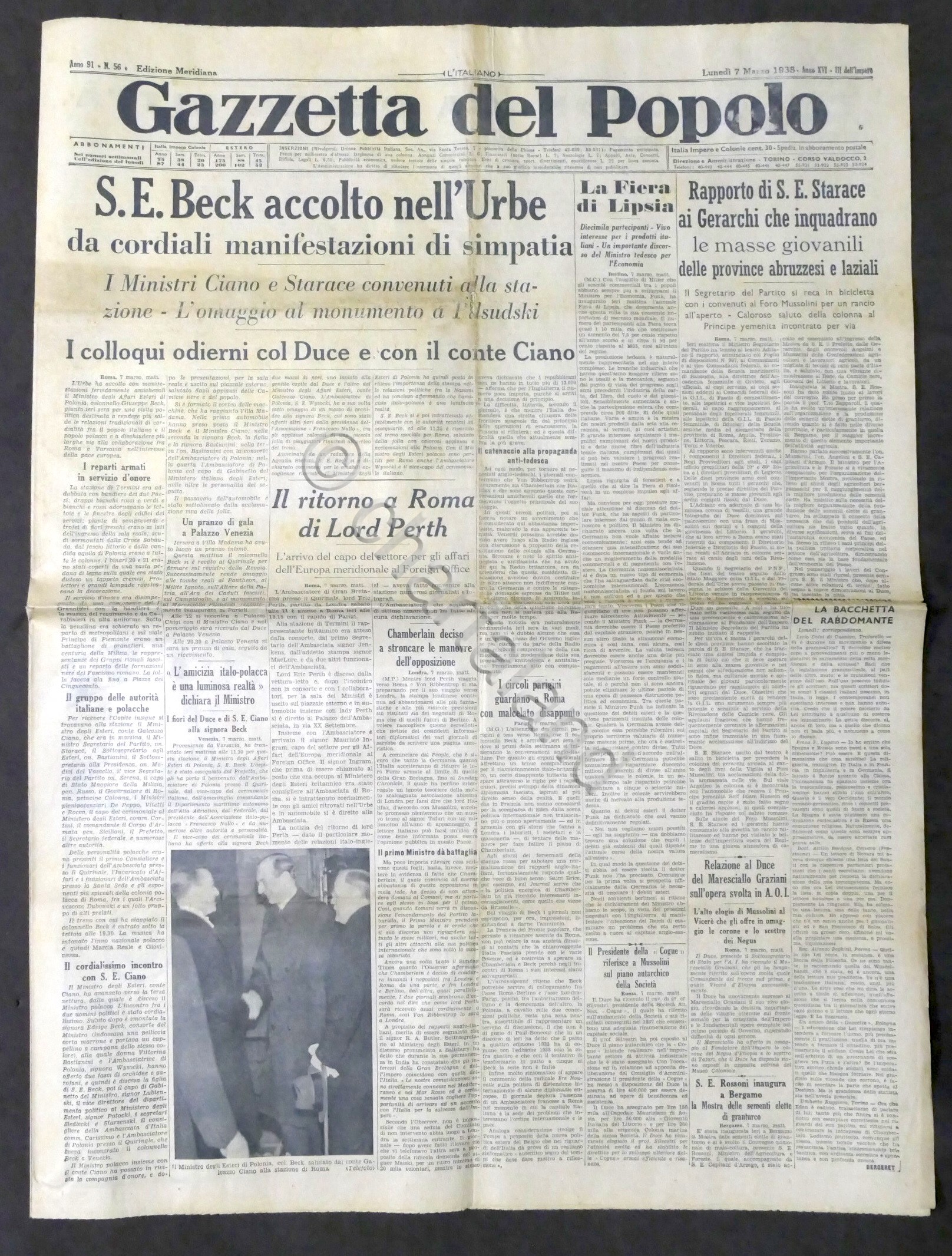 Giornale Gazzetta del Popolo N. 56 Merid. - S. E. …