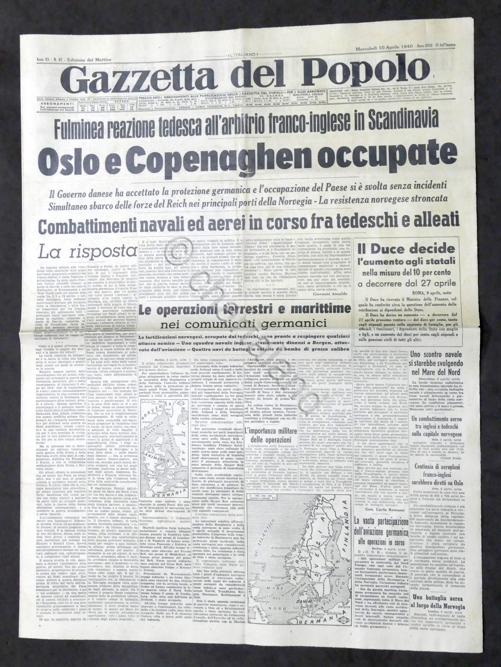 Giornale Gazzetta del Popolo N. 87 - Oslo e Copenaghen …