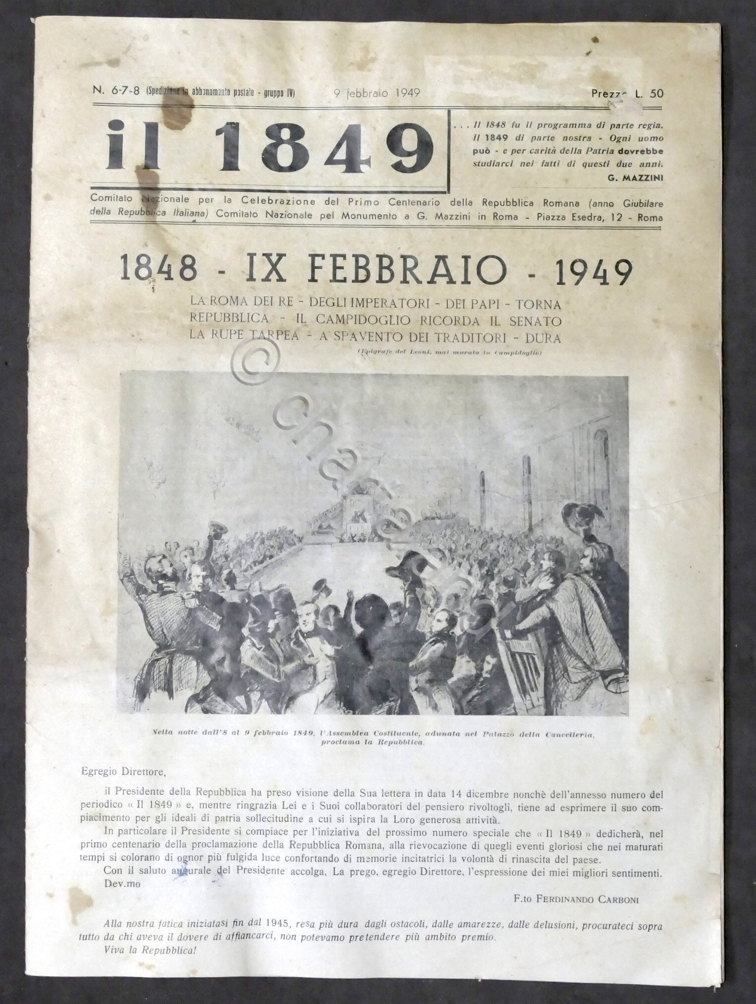 Giornale Il 1849 - N. 6-7-8 - febbraio 1949 - …